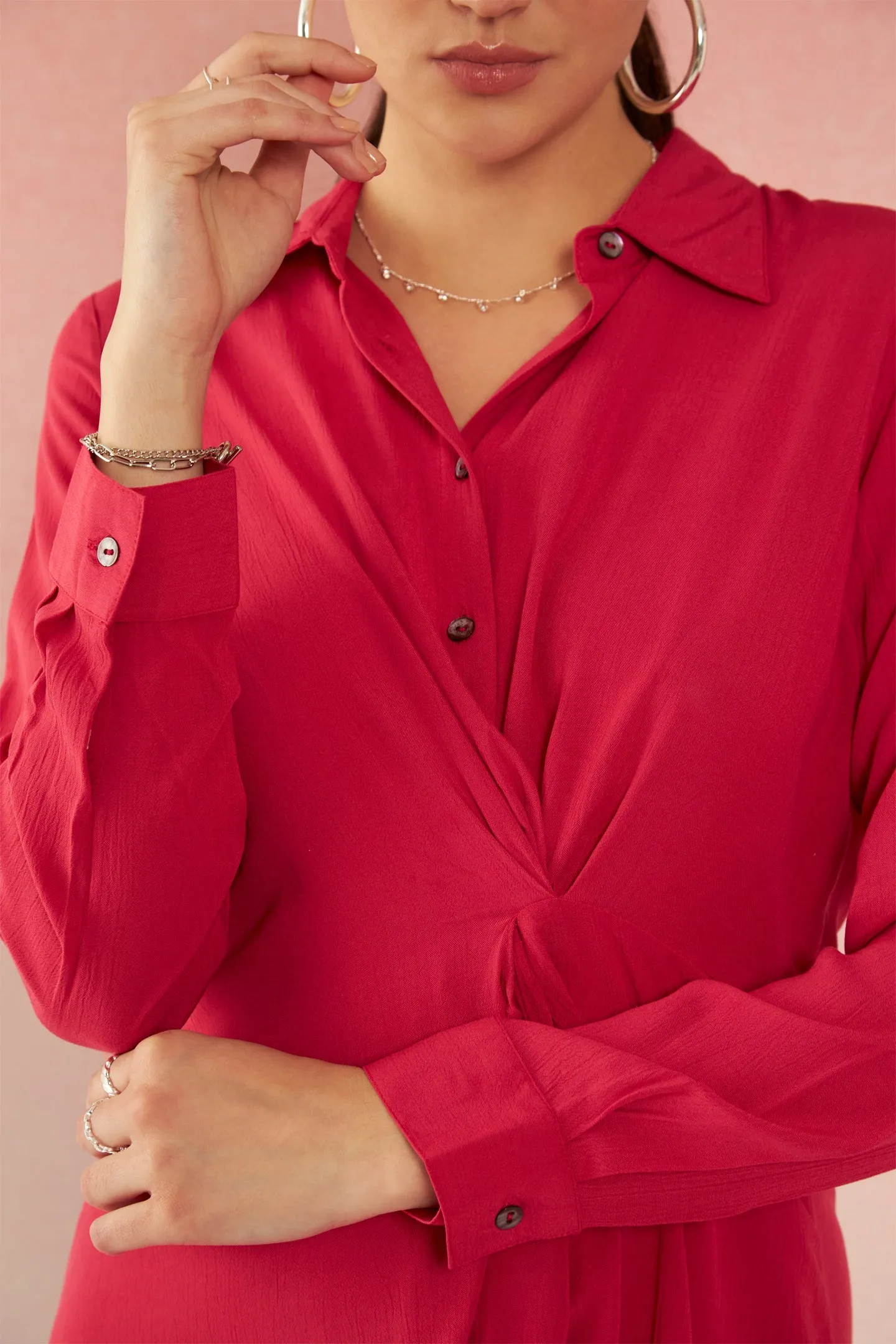 Aamna|Draped Shirt Dress