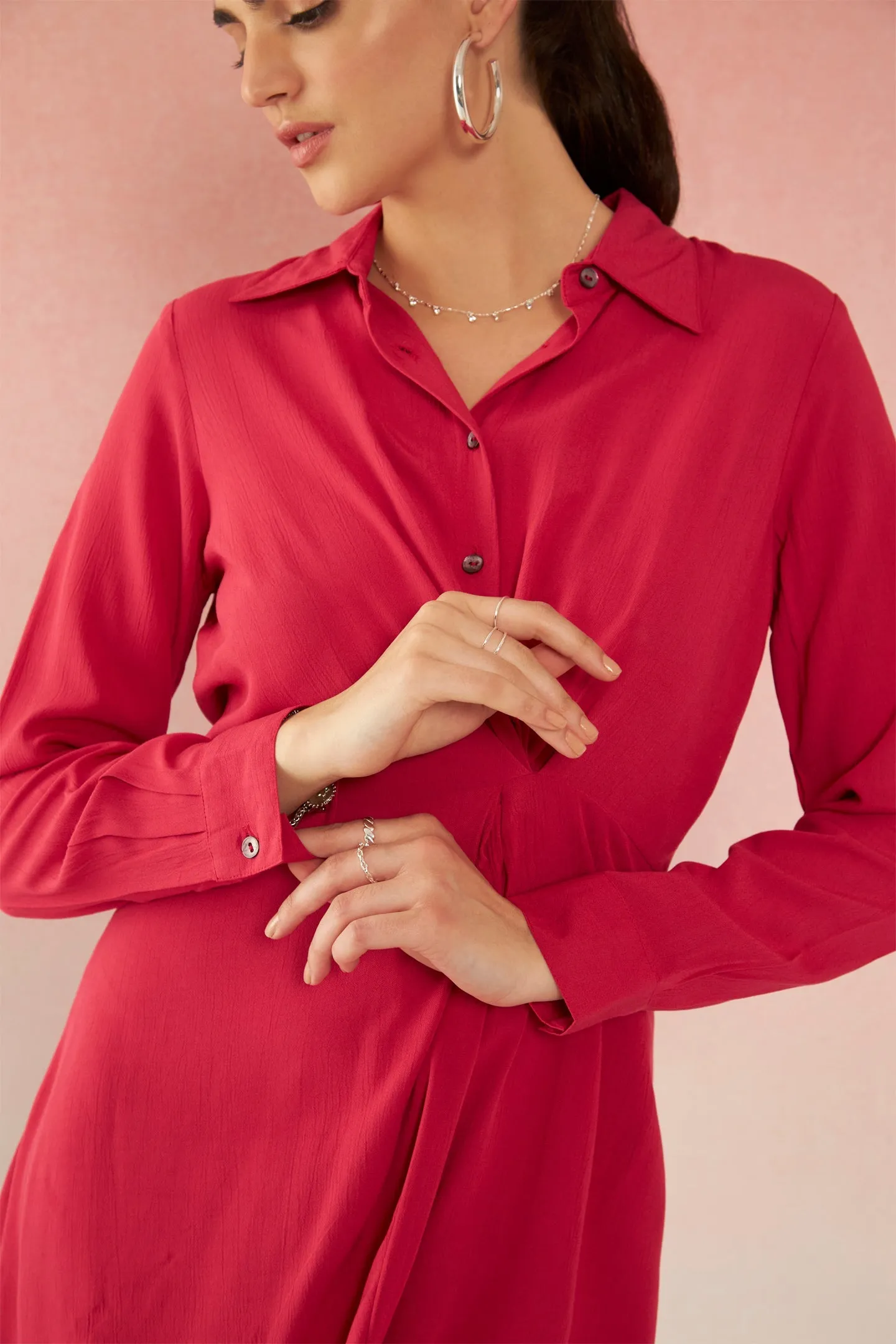 Aamna|Draped Shirt Dress