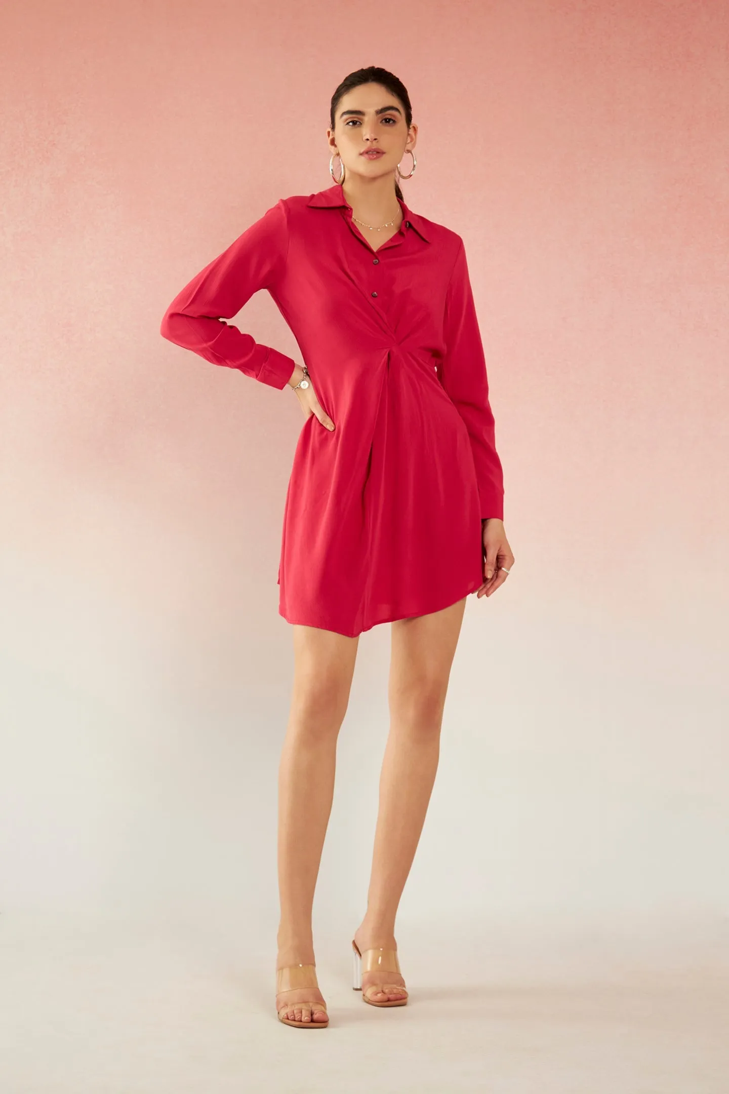 Aamna|Draped Shirt Dress