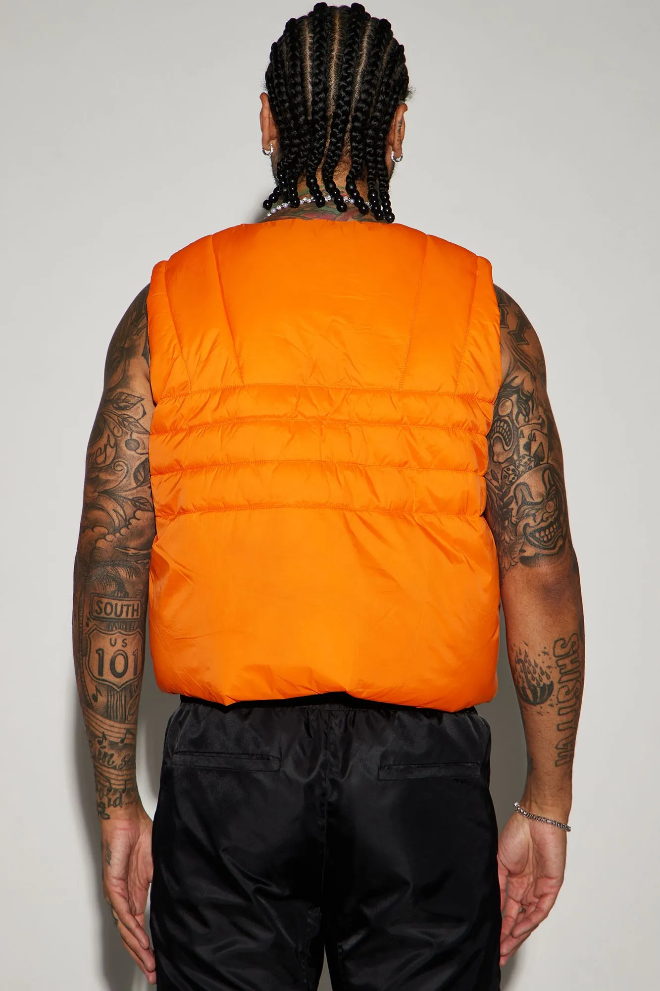 Avalon Nylon Cropped Tactical Padded Vest - Orange