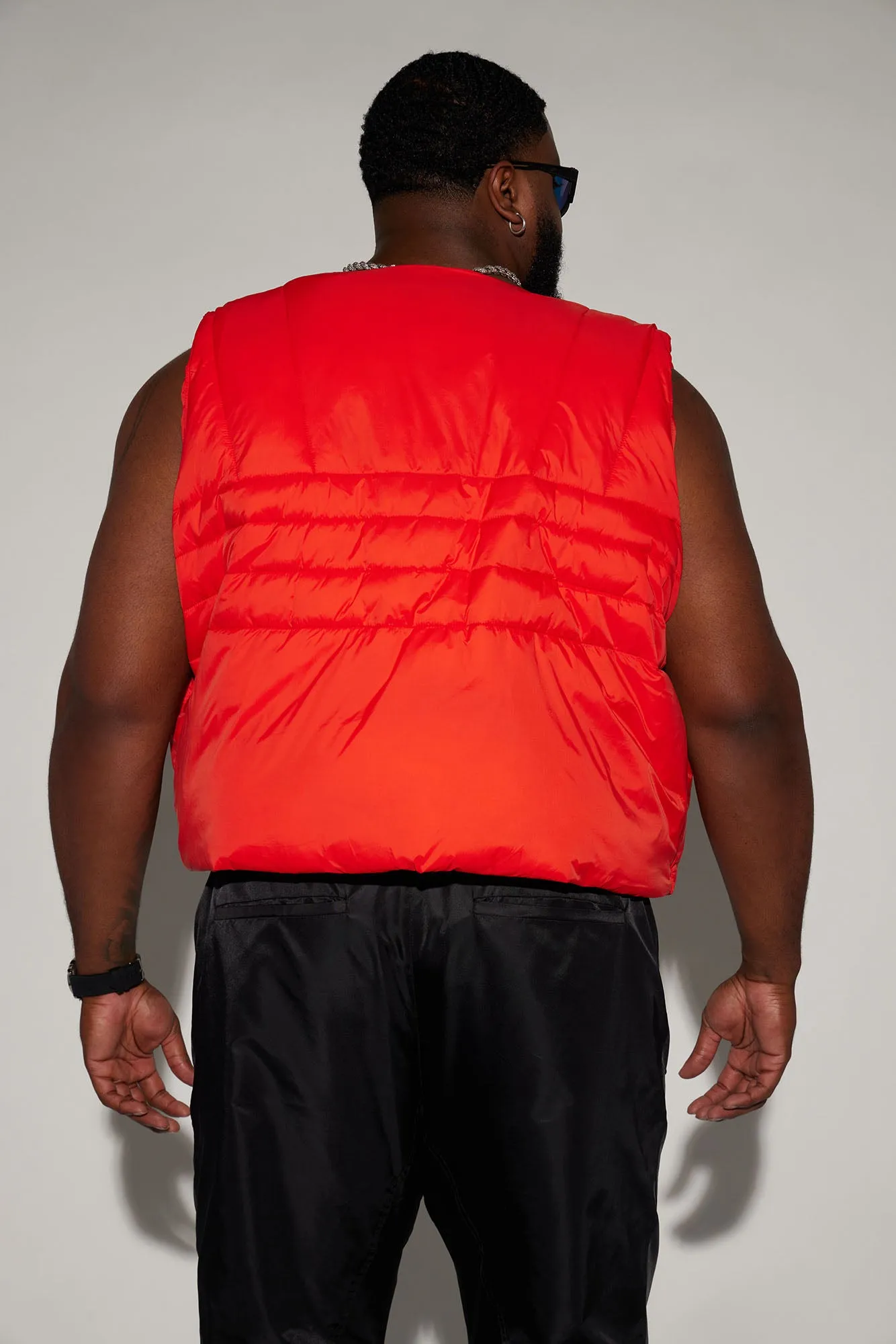 Avalon Nylon Cropped Tactical Padded Vest - Red