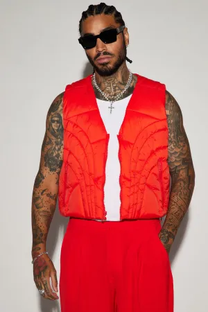 Avalon Nylon Cropped Tactical Padded Vest - Red