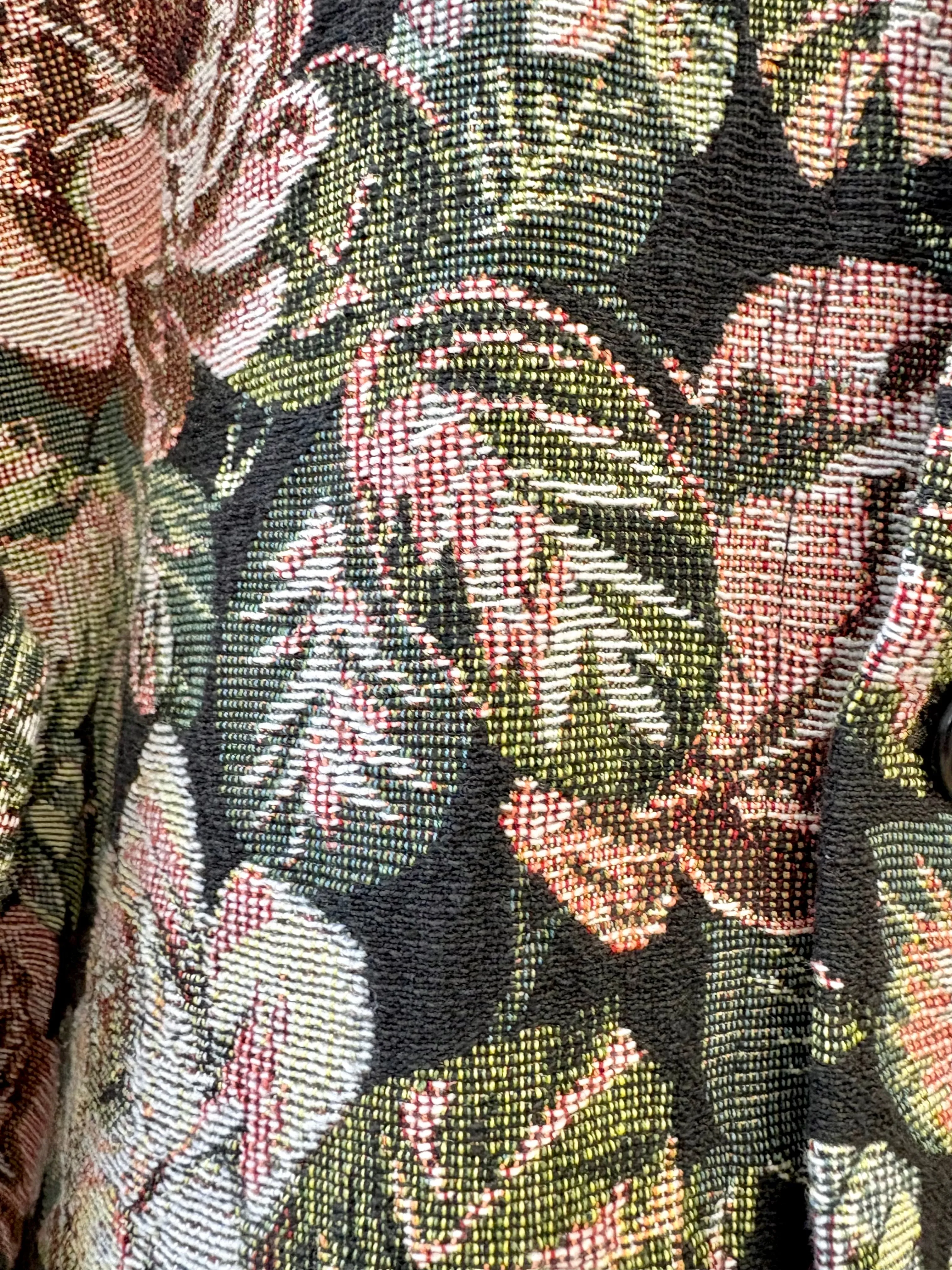 Black Floral Tapestry Utility Jacket