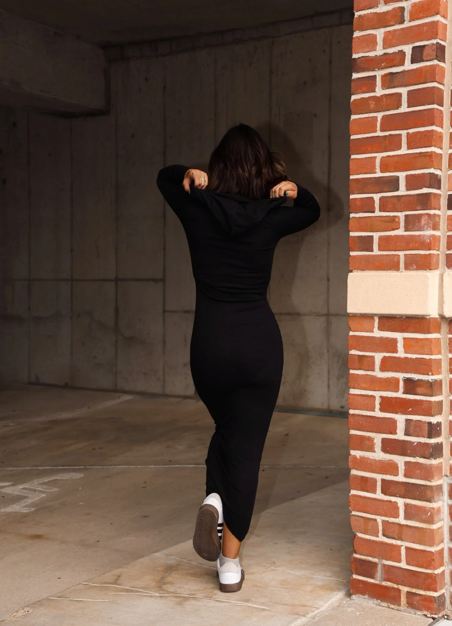 Black Hooded Maxi Dress