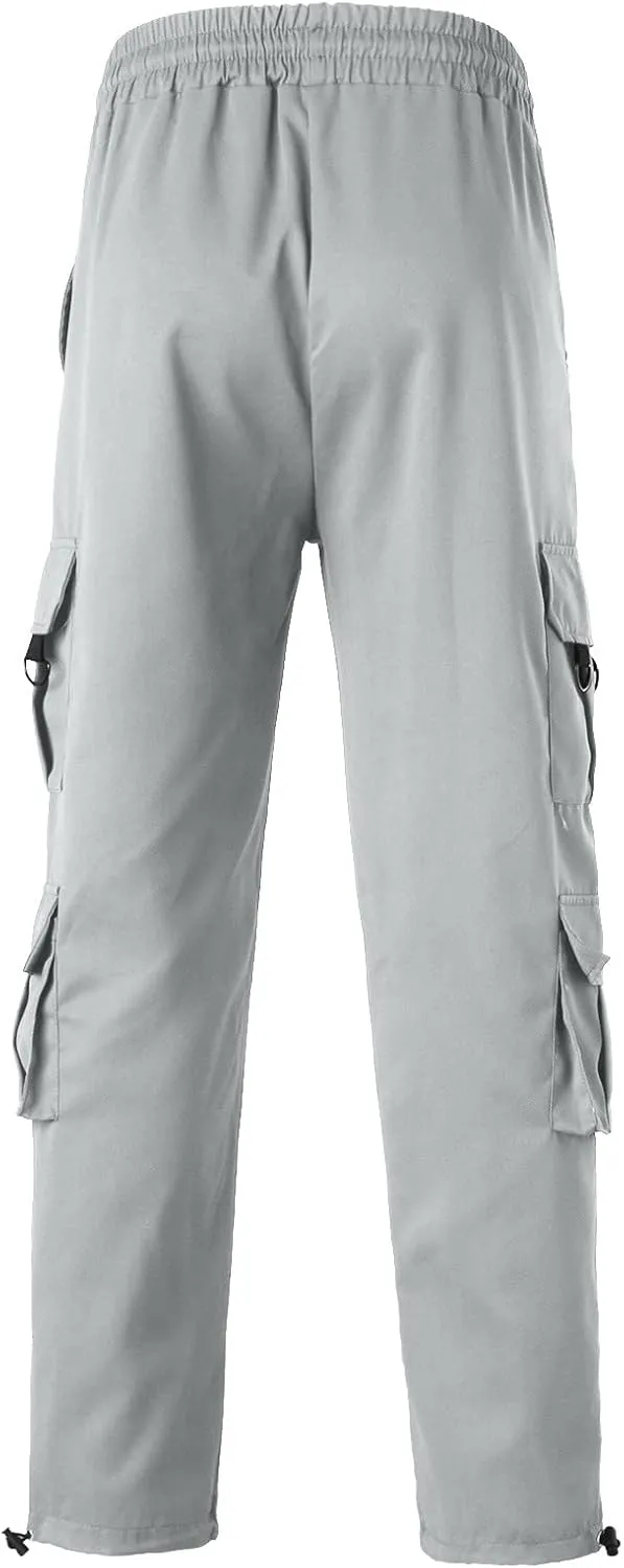 Cargo Sweatpants for Men Elastic Waist Drawstring Work Jogger Pants with Pockets Mens Casual Pants Stretch Slim Fit