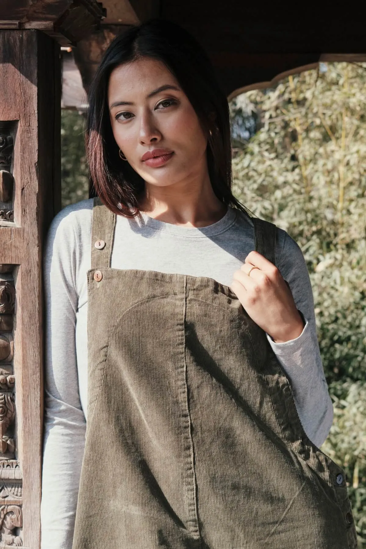 Corduroy Overalls - Khaki