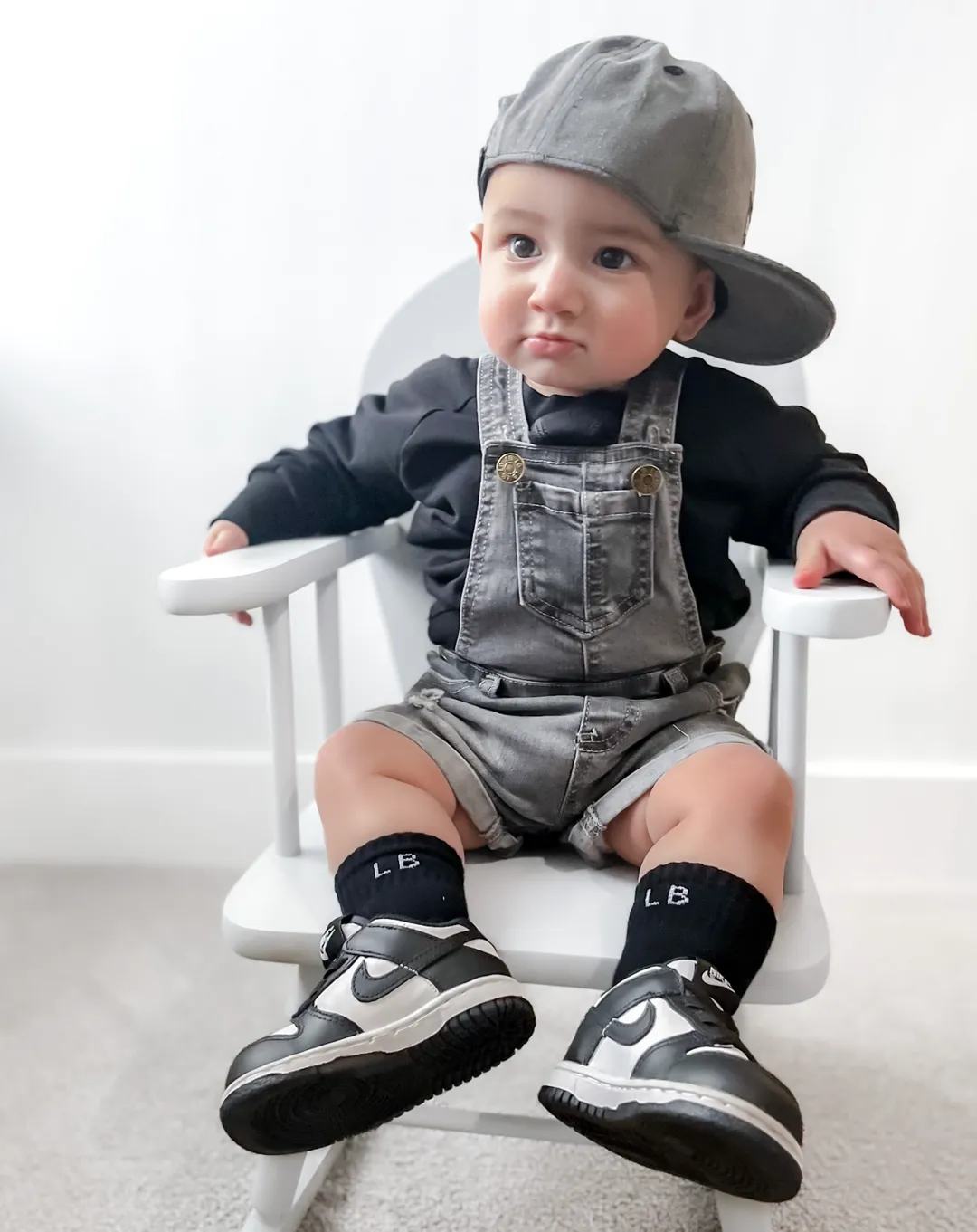 Denim Short Overalls- Grey Wash