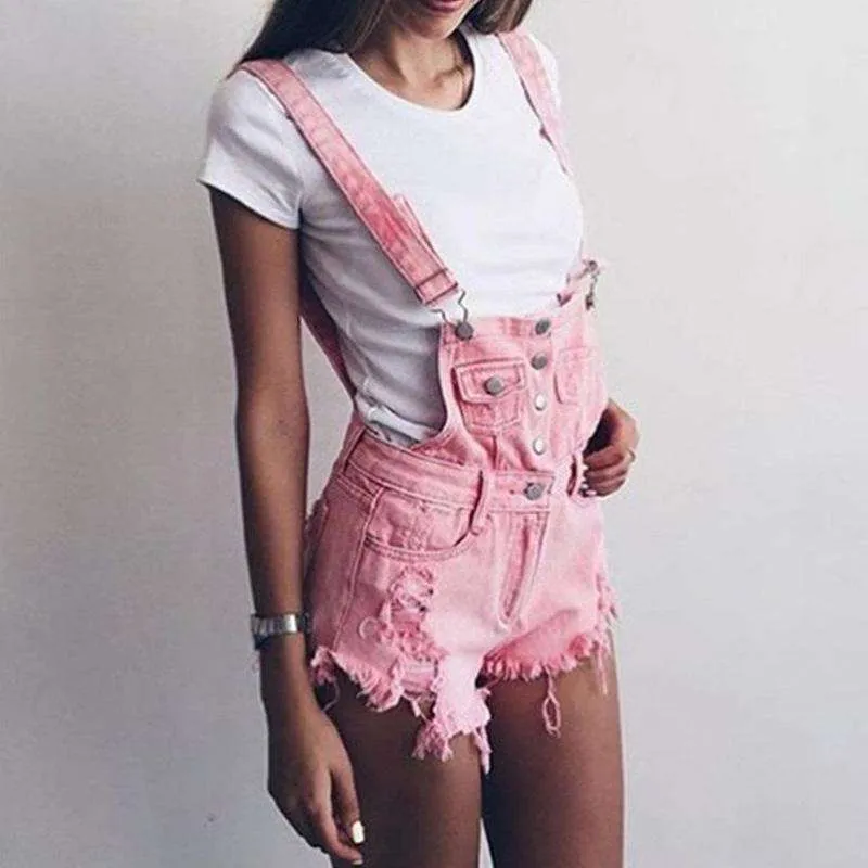 Destroyed Denim Overalls