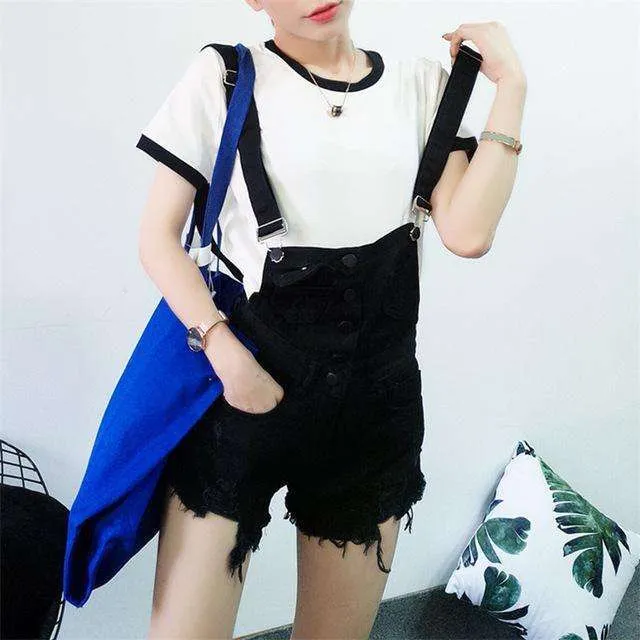 Destroyed Denim Overalls