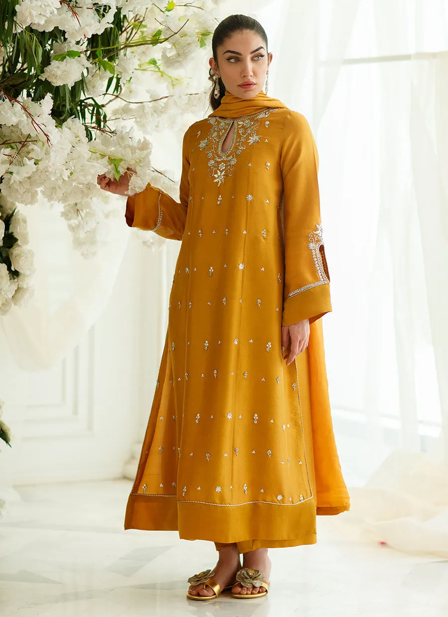 Eid Drop One - Amber Foil Shirt And Dupatta