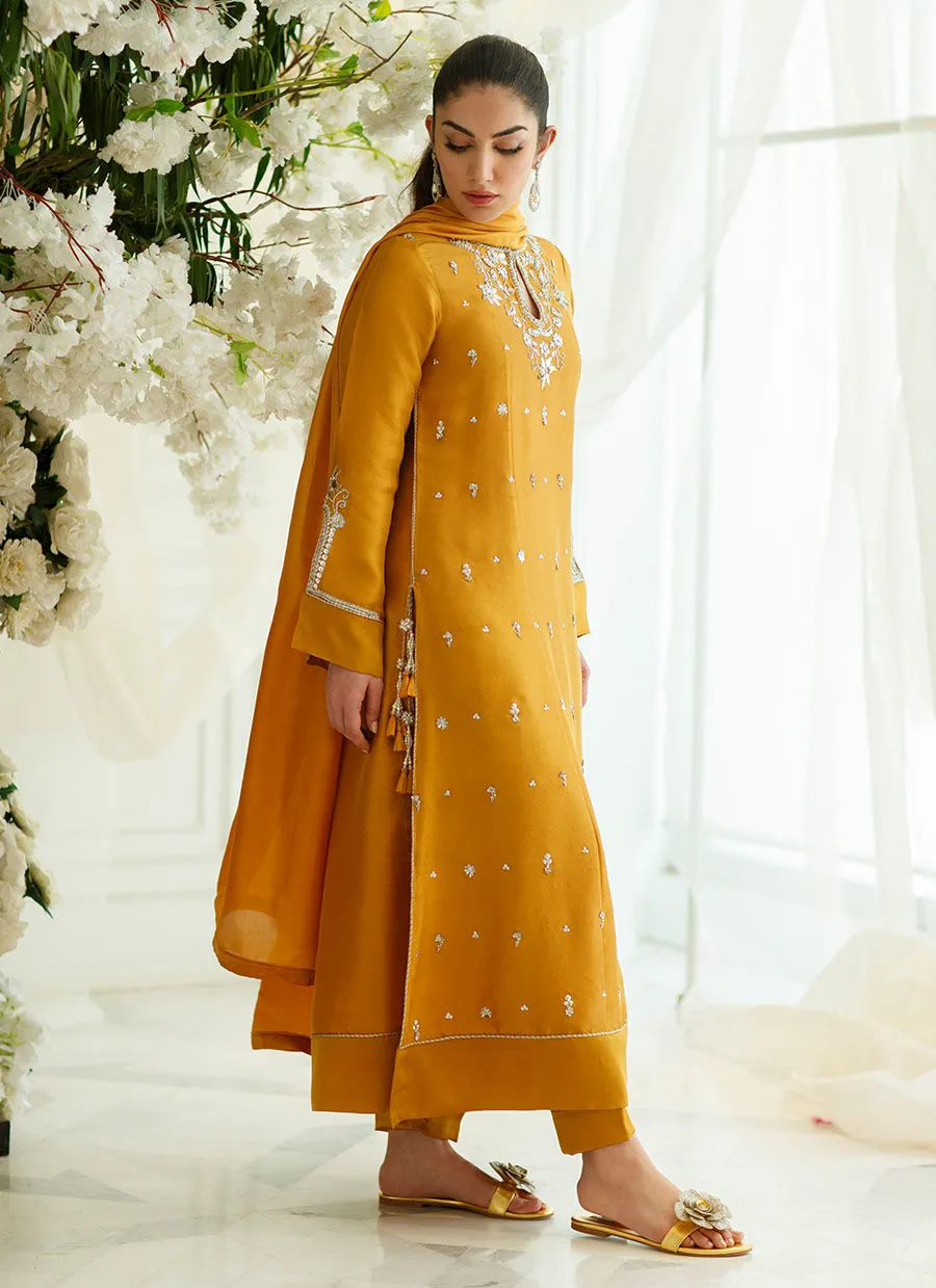 Eid Drop One - Amber Foil Shirt And Dupatta