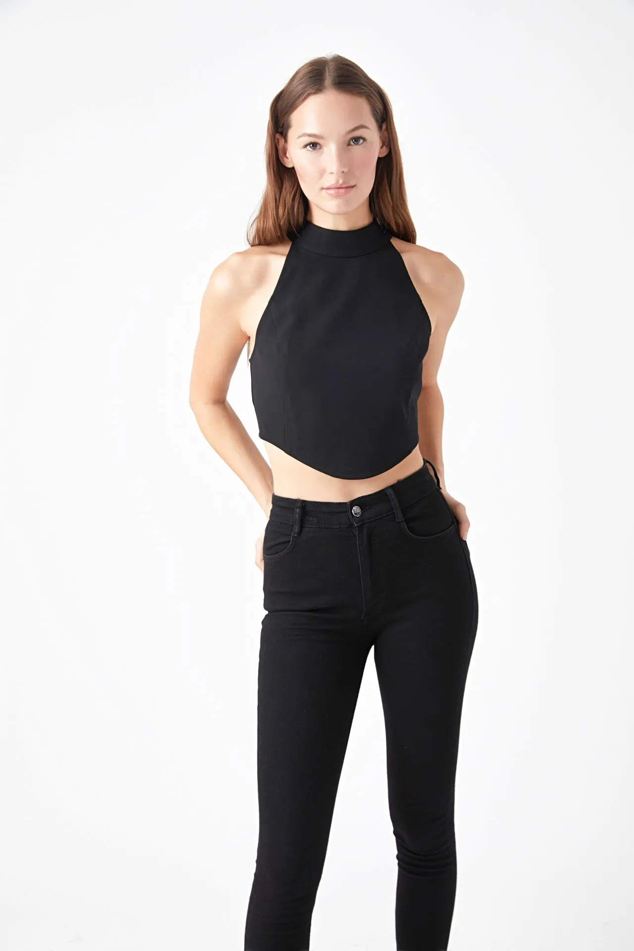 Endless Rose - Back Tie Detail Halter Neck Top