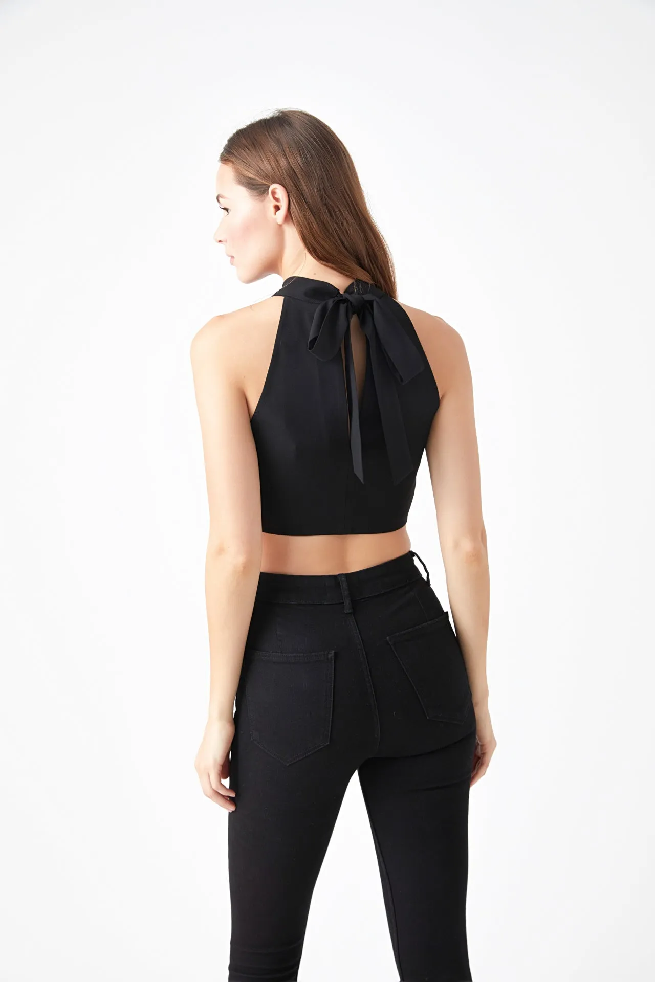 Endless Rose - Back Tie Detail Halter Neck Top
