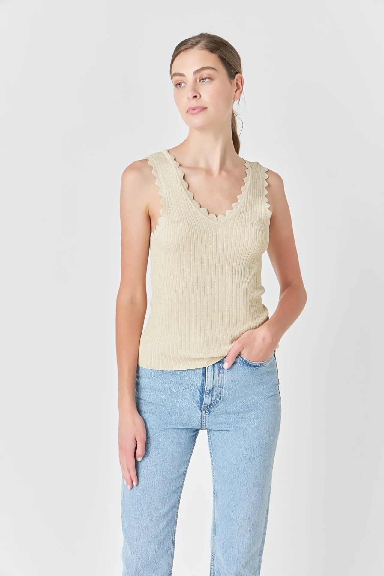Endless Rose - Scallop Detail Sleeveless Top