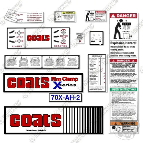 Fits Coats 70X-AH-2 Decal Kit Rim Clamp