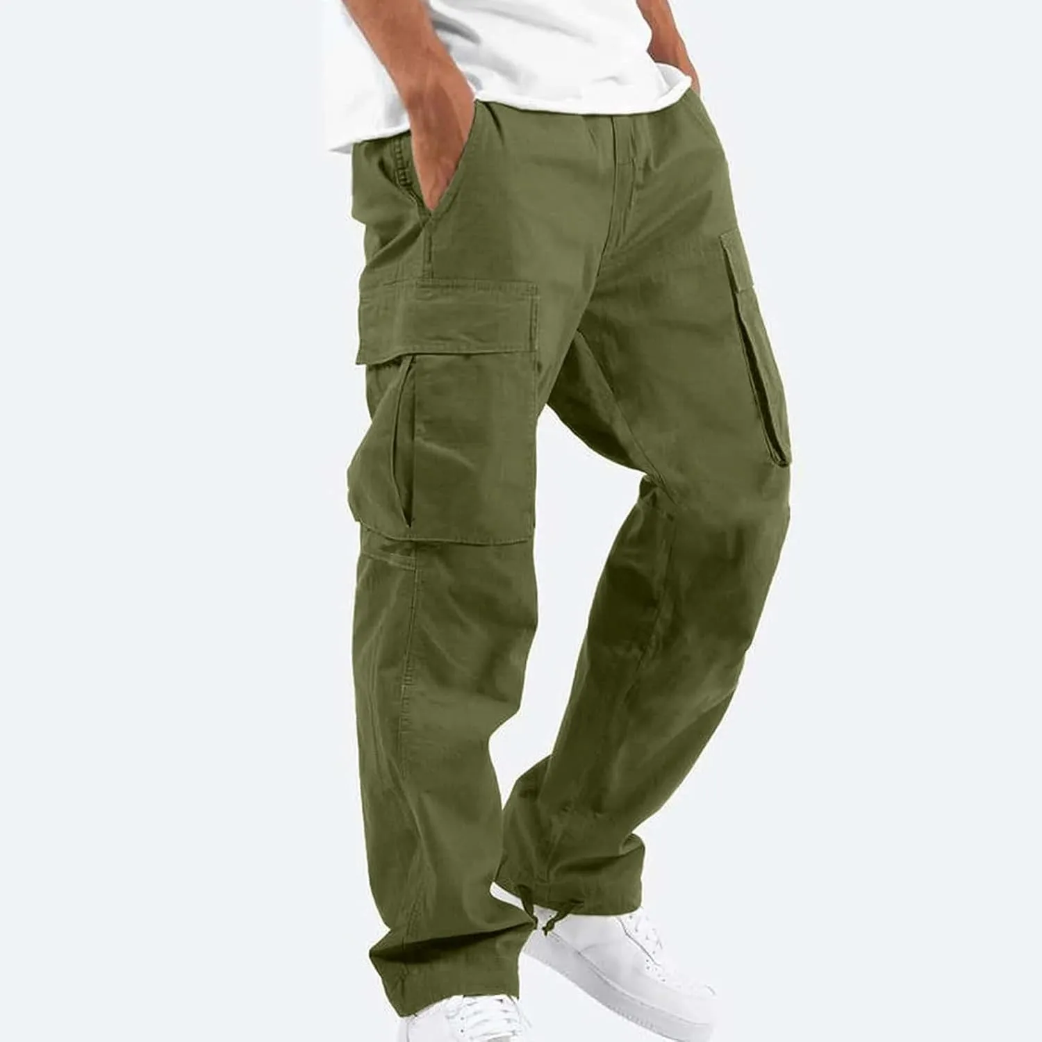 GOFULY Mens Cargo Pants Baggy Fashion Sweatpants with Pockets and Draw String with Pocket Casual Pants Joggers Trousers