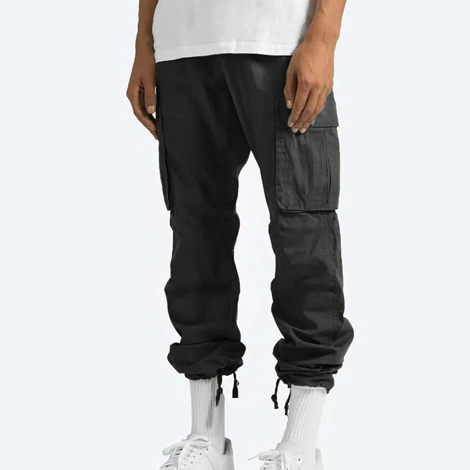 GOFULY Mens Cargo Pants Baggy Fashion Sweatpants with Pockets and Draw String with Pocket Casual Pants Joggers Trousers