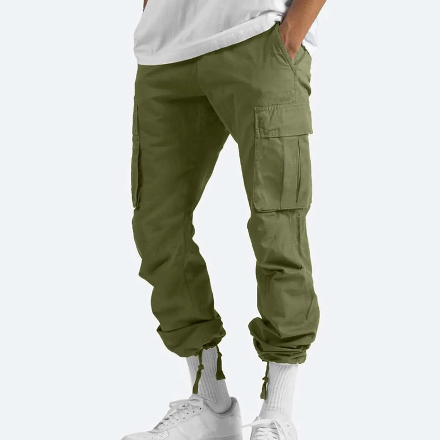 GOFULY Mens Cargo Pants Baggy Fashion Sweatpants with Pockets and Draw String with Pocket Casual Pants Joggers Trousers