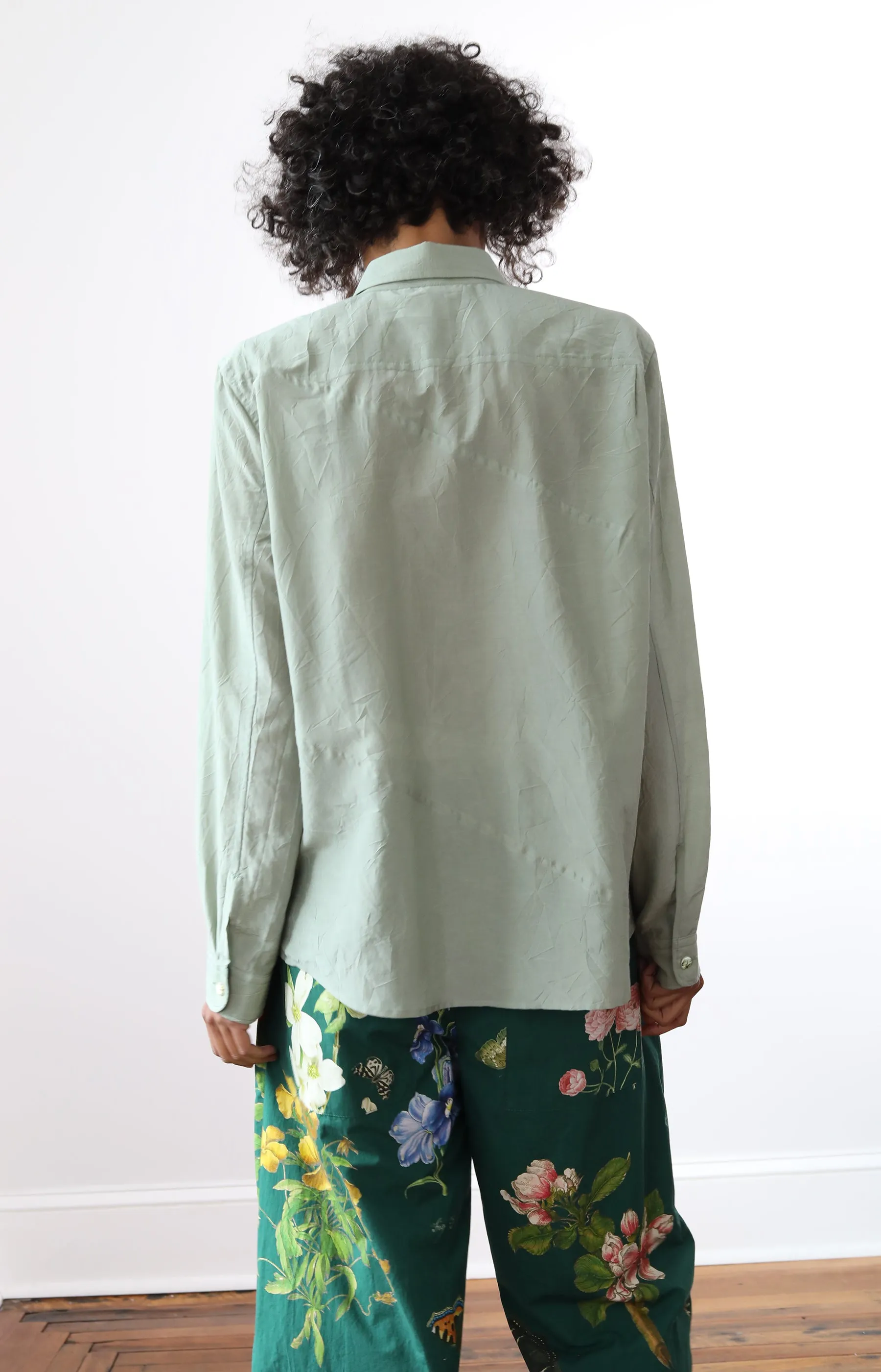 Green Cotton Silk Shirt
