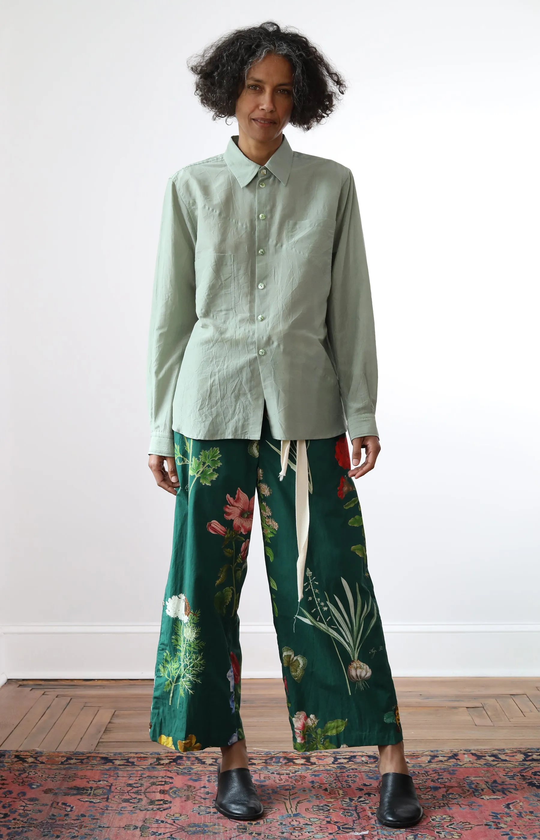 Green Cotton Silk Shirt