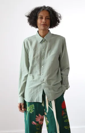 Green Cotton Silk Shirt