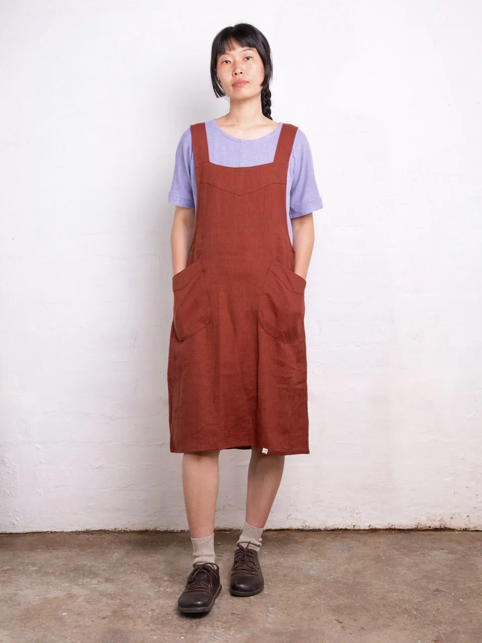 Mamiko Apron Dress - 100% Linen - Cinnamon Dust (Women S-XL)