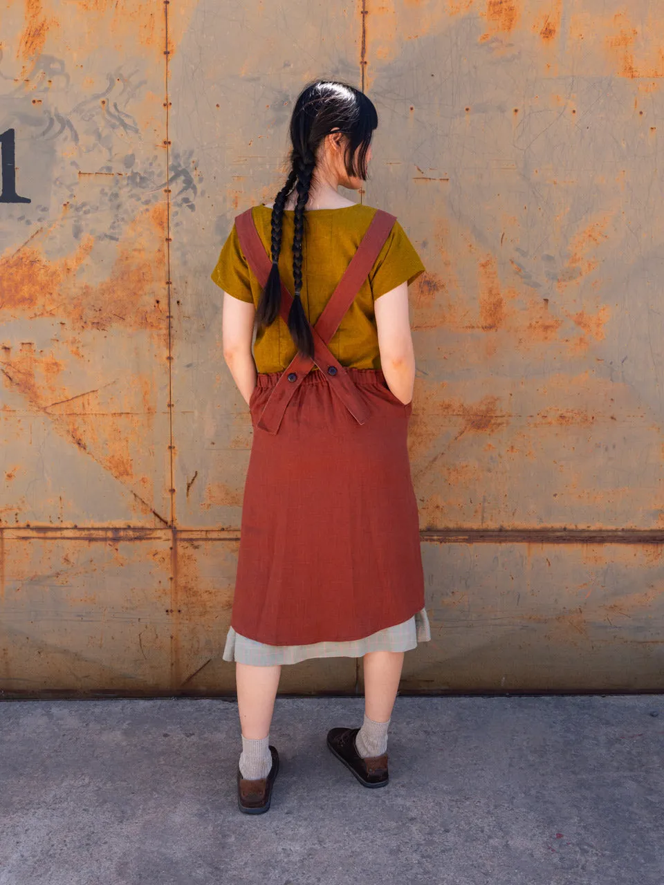 Mamiko Apron Dress - 100% Linen - Cinnamon Dust (Women S-XL)