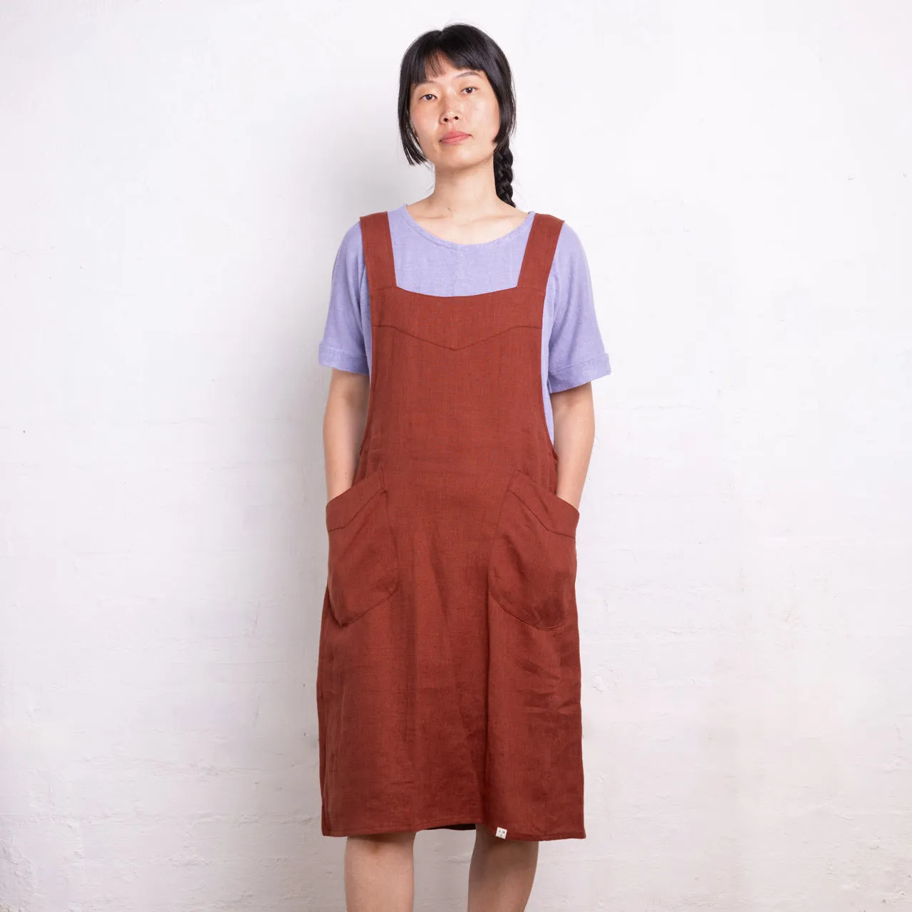 Mamiko Apron Dress - 100% Linen - Cinnamon Dust (Women S-XL)