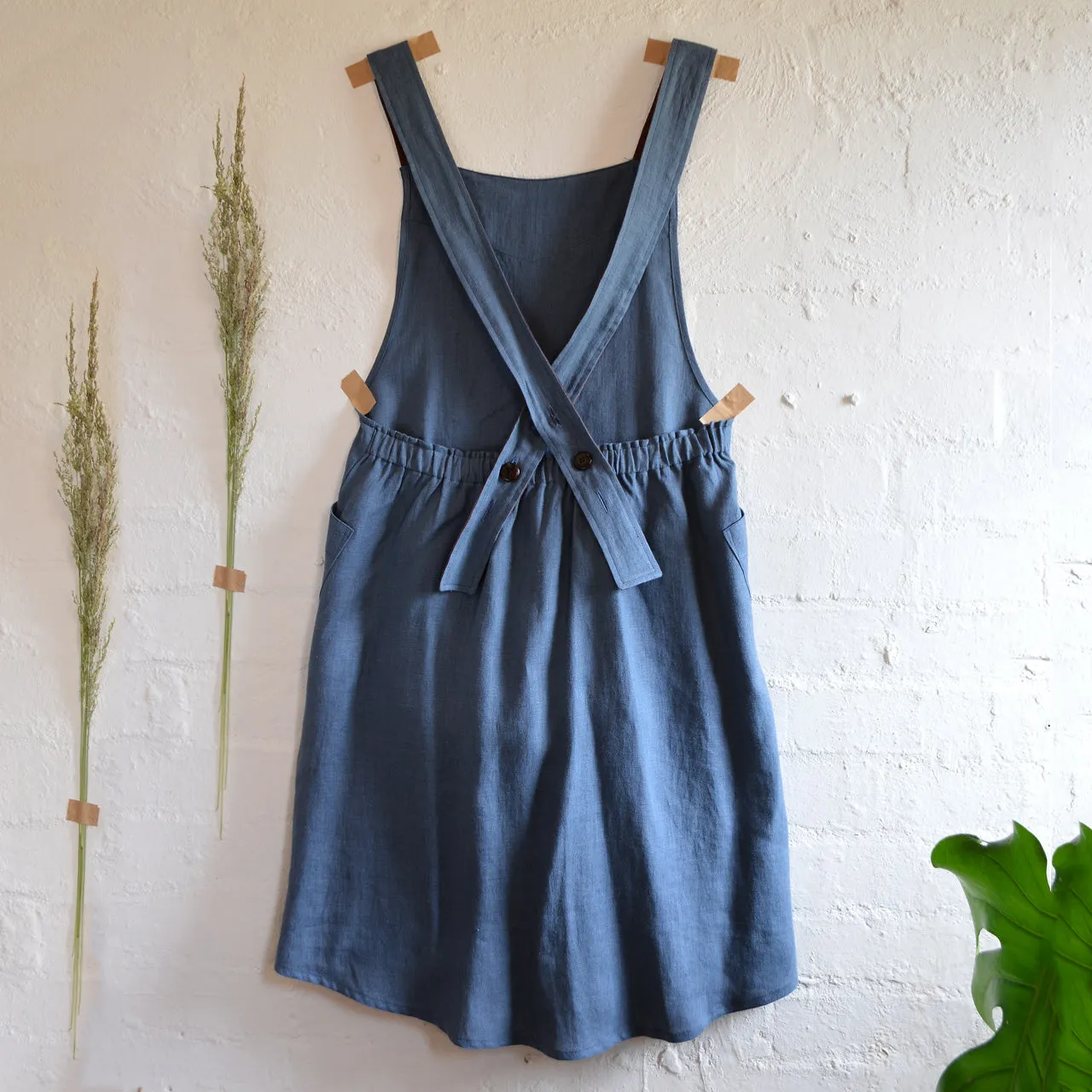 Mamiko Linen Apron Dress - Autumn Sea (Women)
