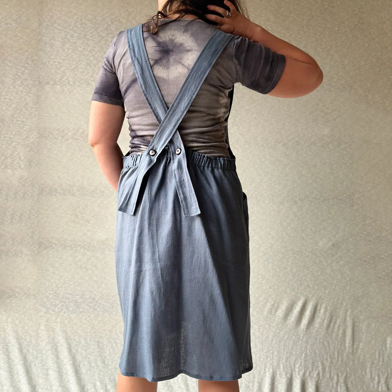 Mamiko Linen Apron Dress - Autumn Sea (Women)