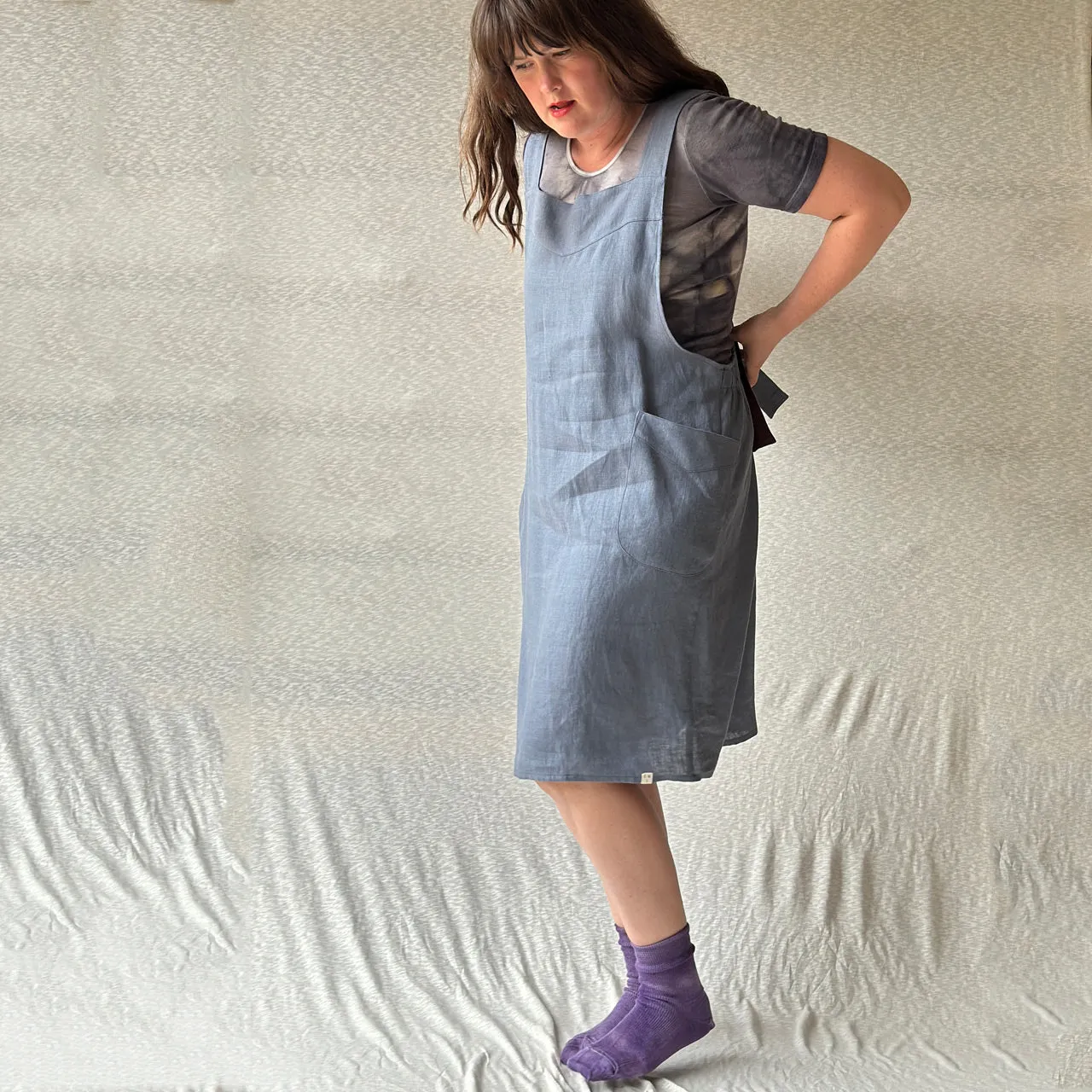 Mamiko Linen Apron Dress - Autumn Sea (Women)