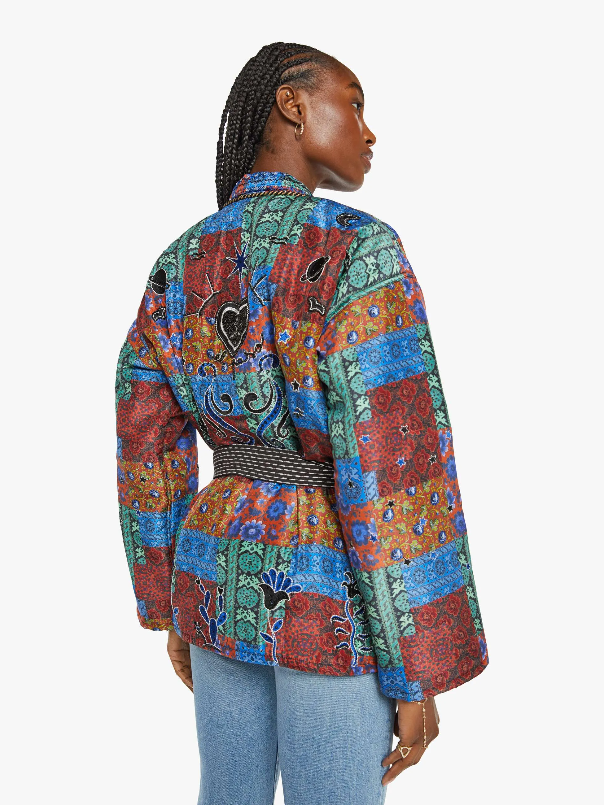 Monoki Patchwork Kimono - Blue Print
