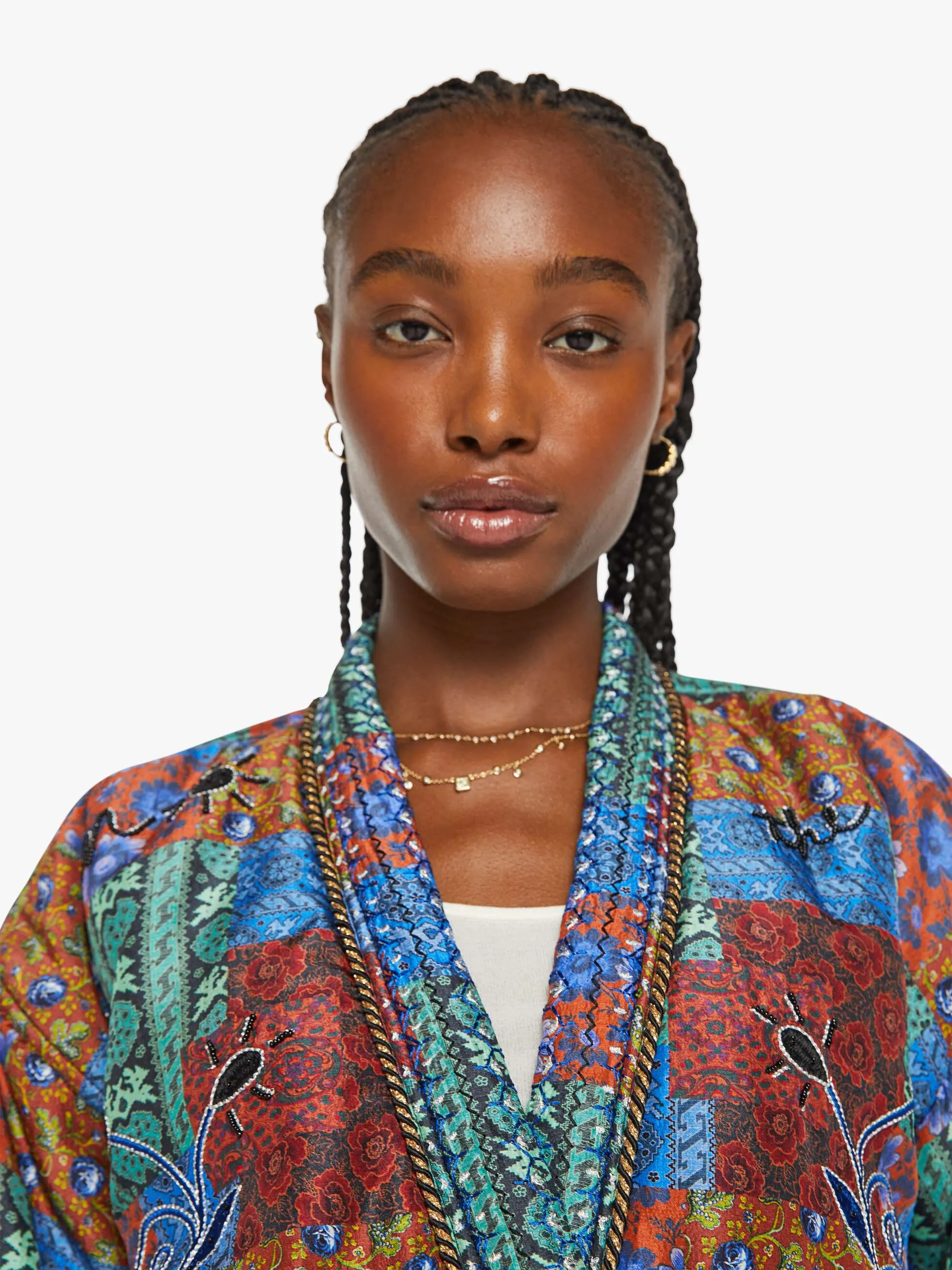 Monoki Patchwork Kimono - Blue Print