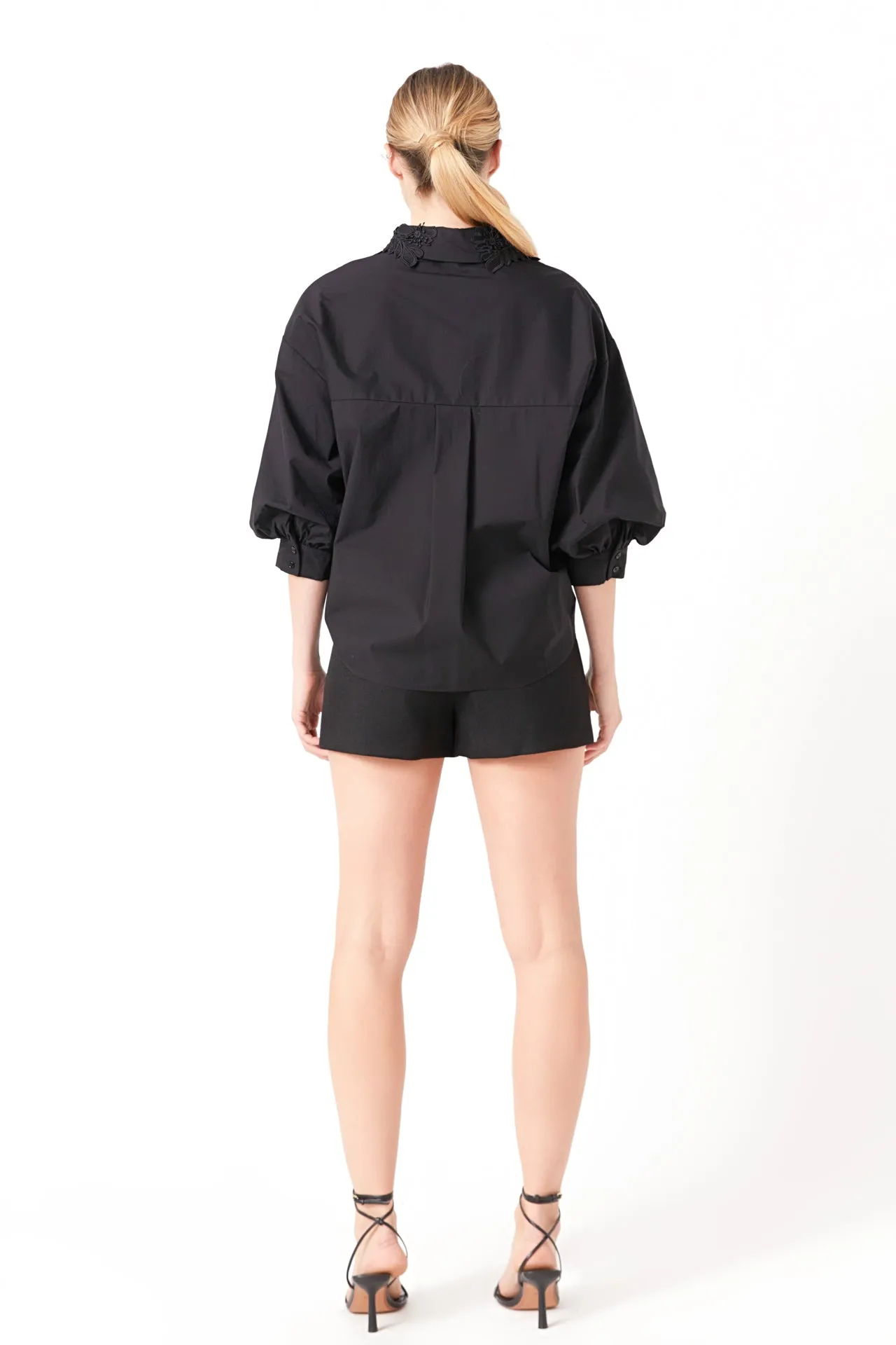 Peekaboo Lace Collared Shirt