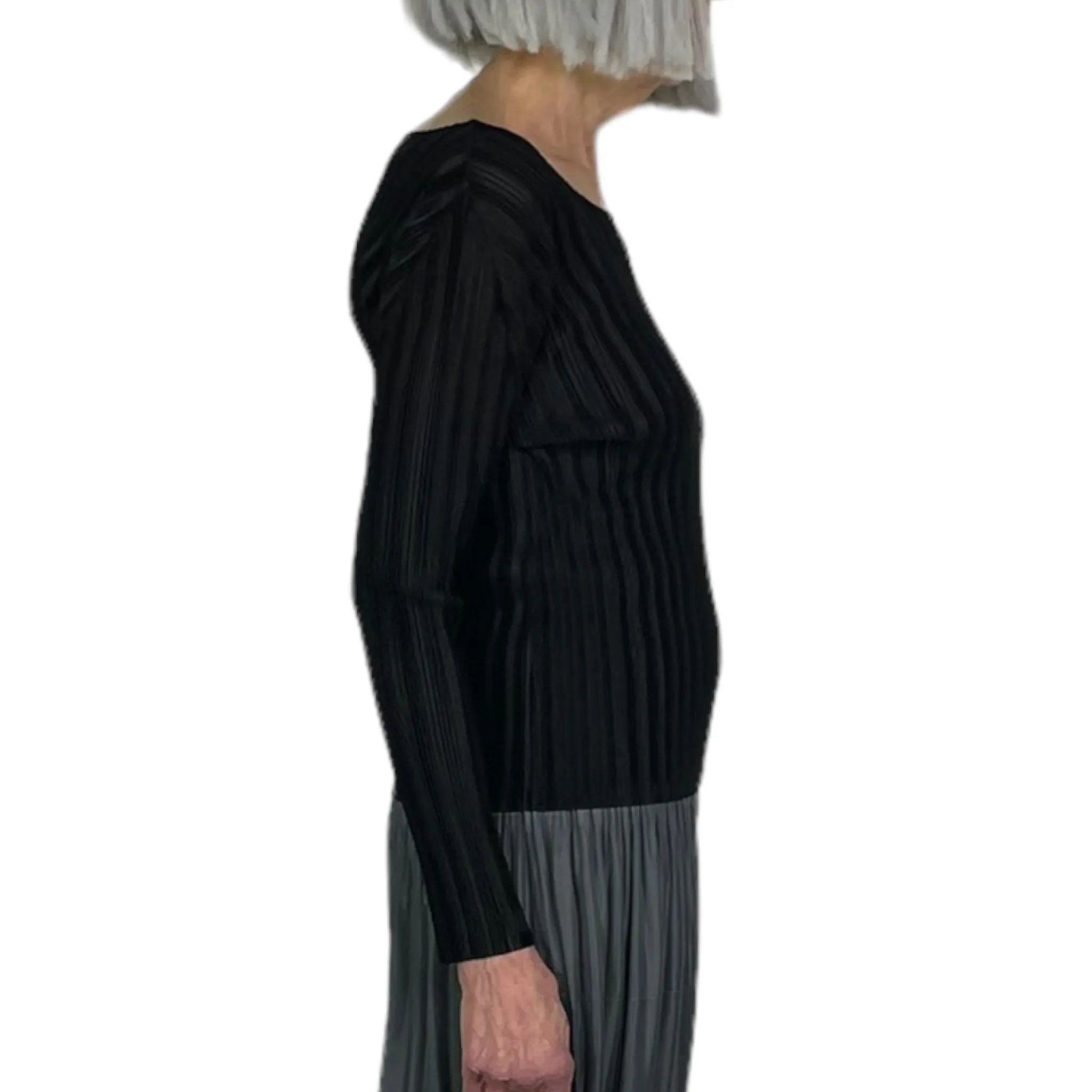 RIB PLEATS BASICS CREWNECK TOP
