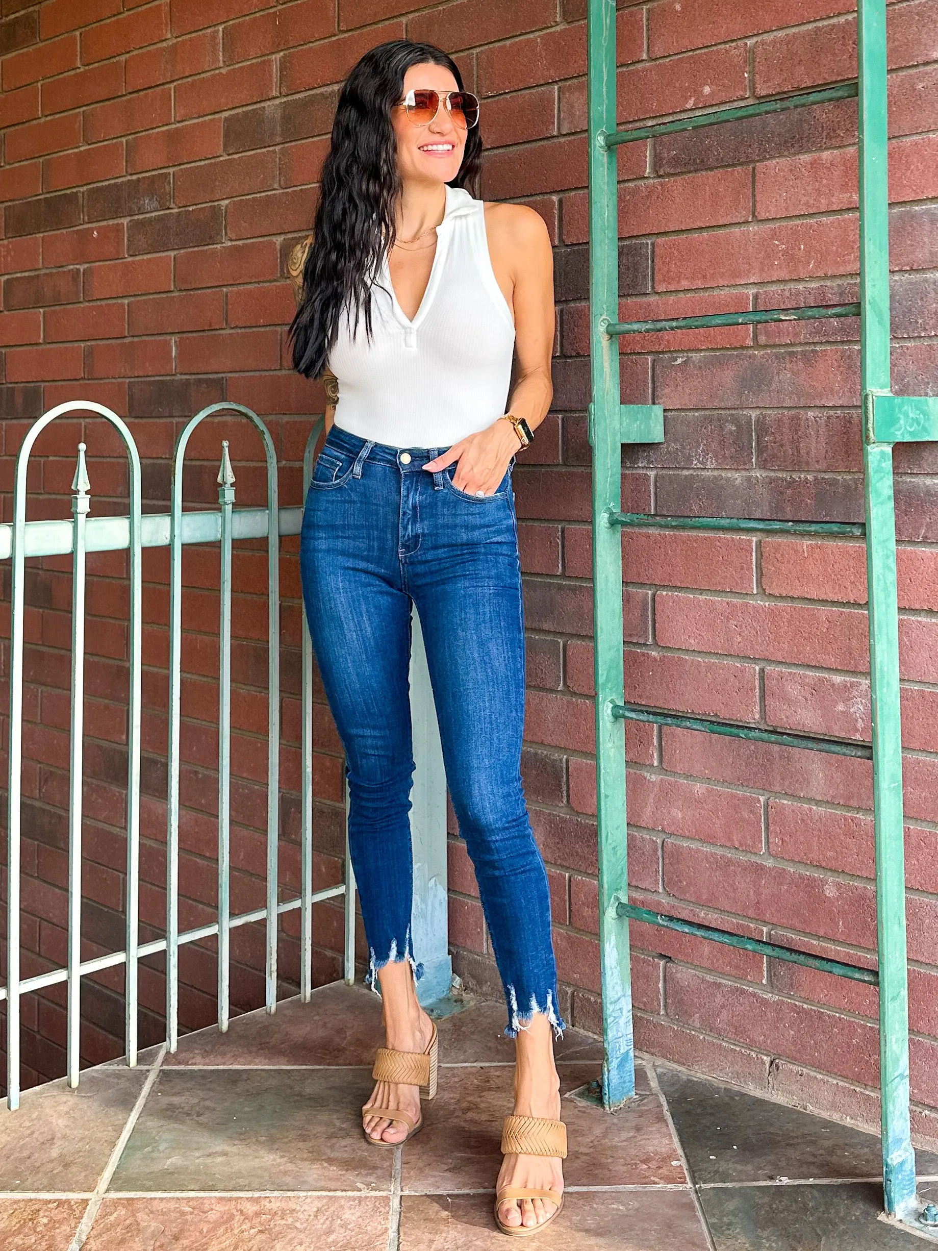 Ribbed Collared Bodysuit