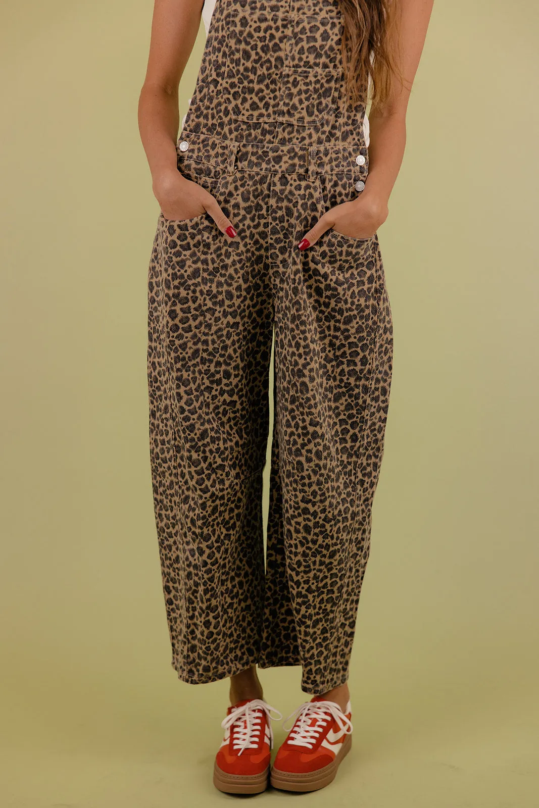 Roxie Leopard Barrel Overalls