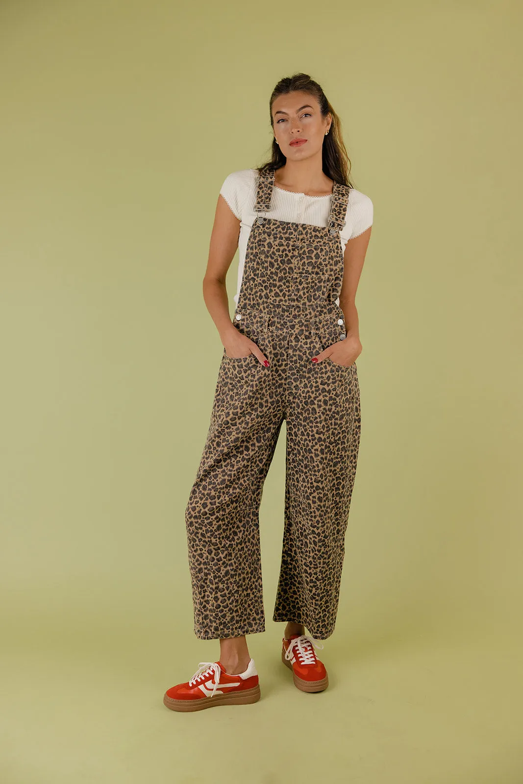 Roxie Leopard Barrel Overalls