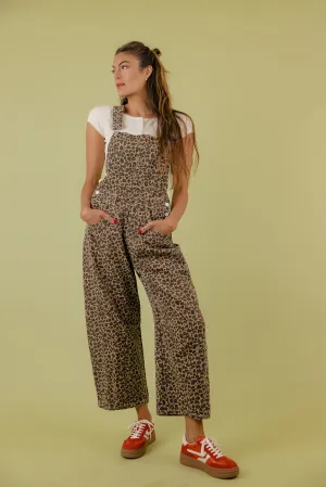 Roxie Leopard Barrel Overalls