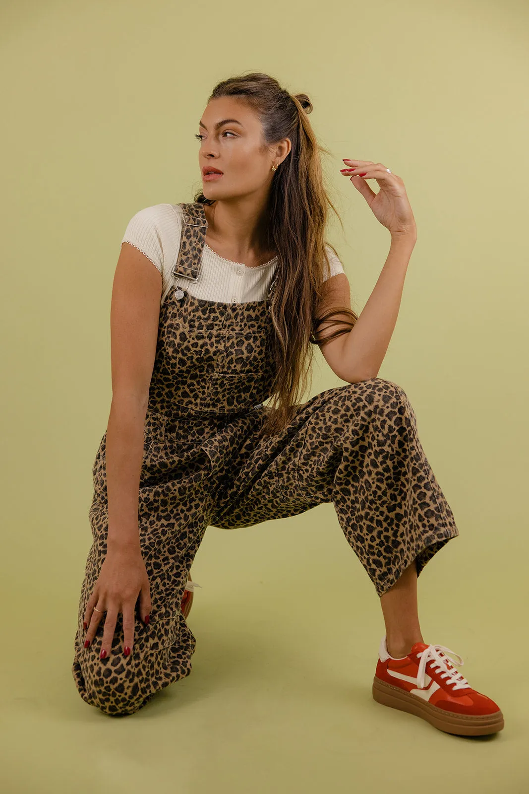 Roxie Leopard Barrel Overalls