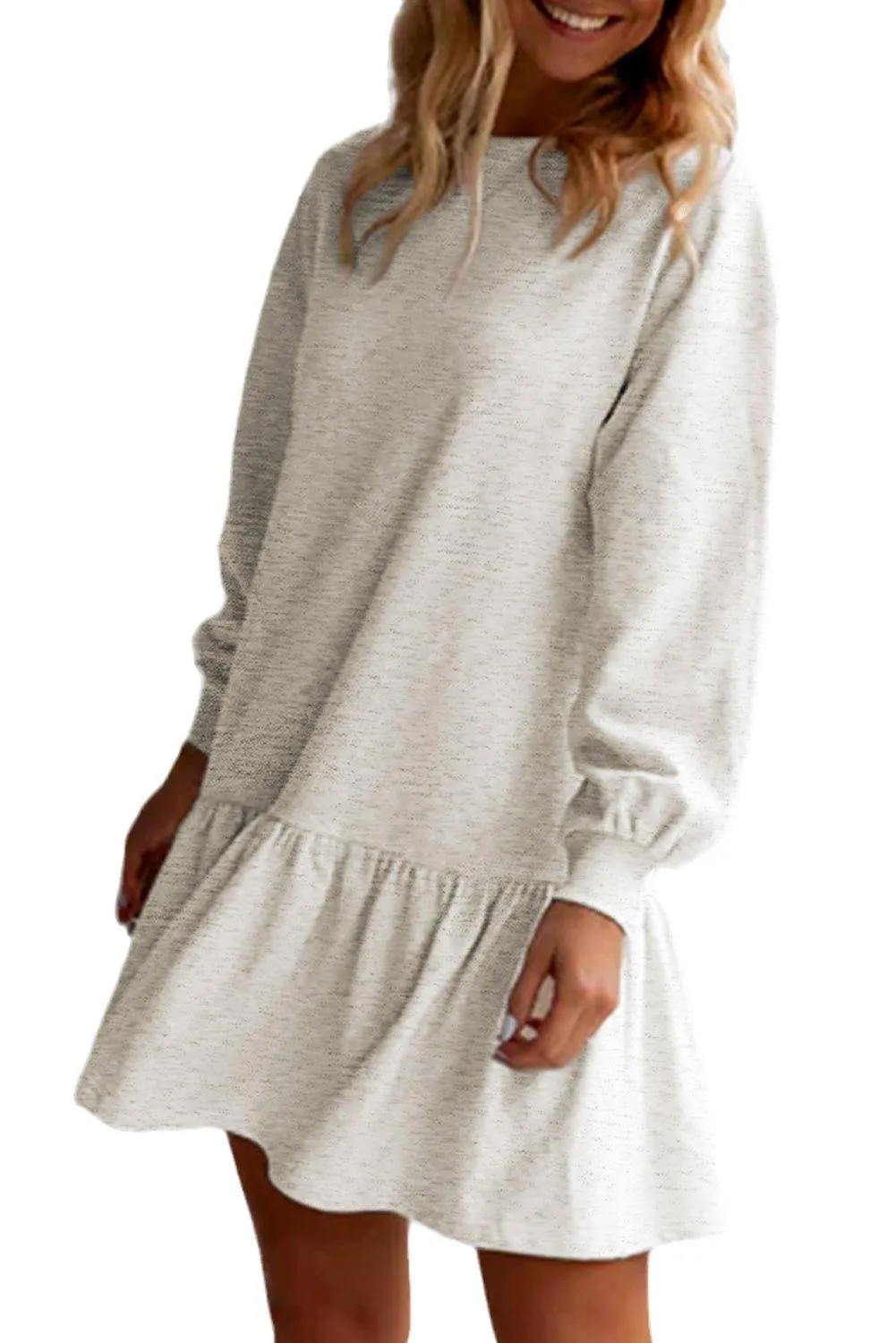 Ruffle White Puff Sleeve Mini Dress