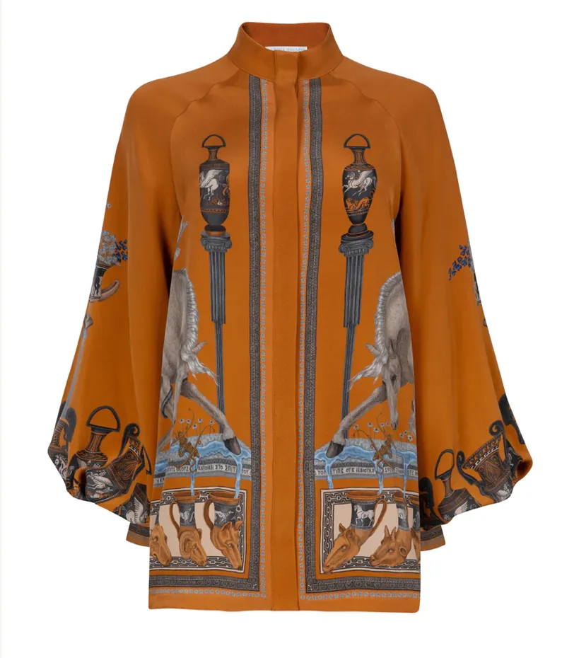 Sabina Savage "The Temple of Pegasus" Poet Sleeve Blouse