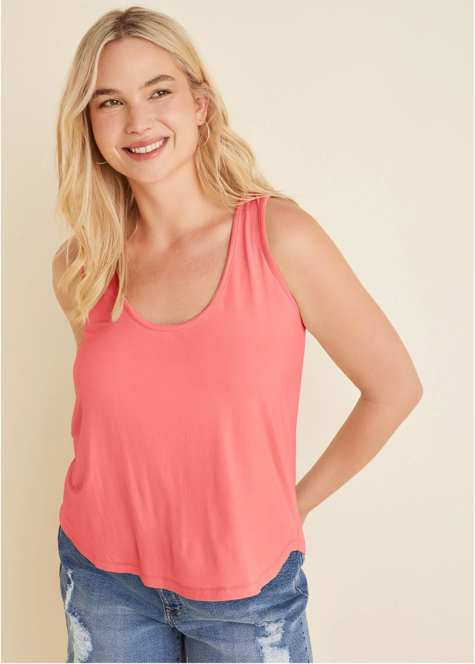 Scoop Neck Tank - Coral