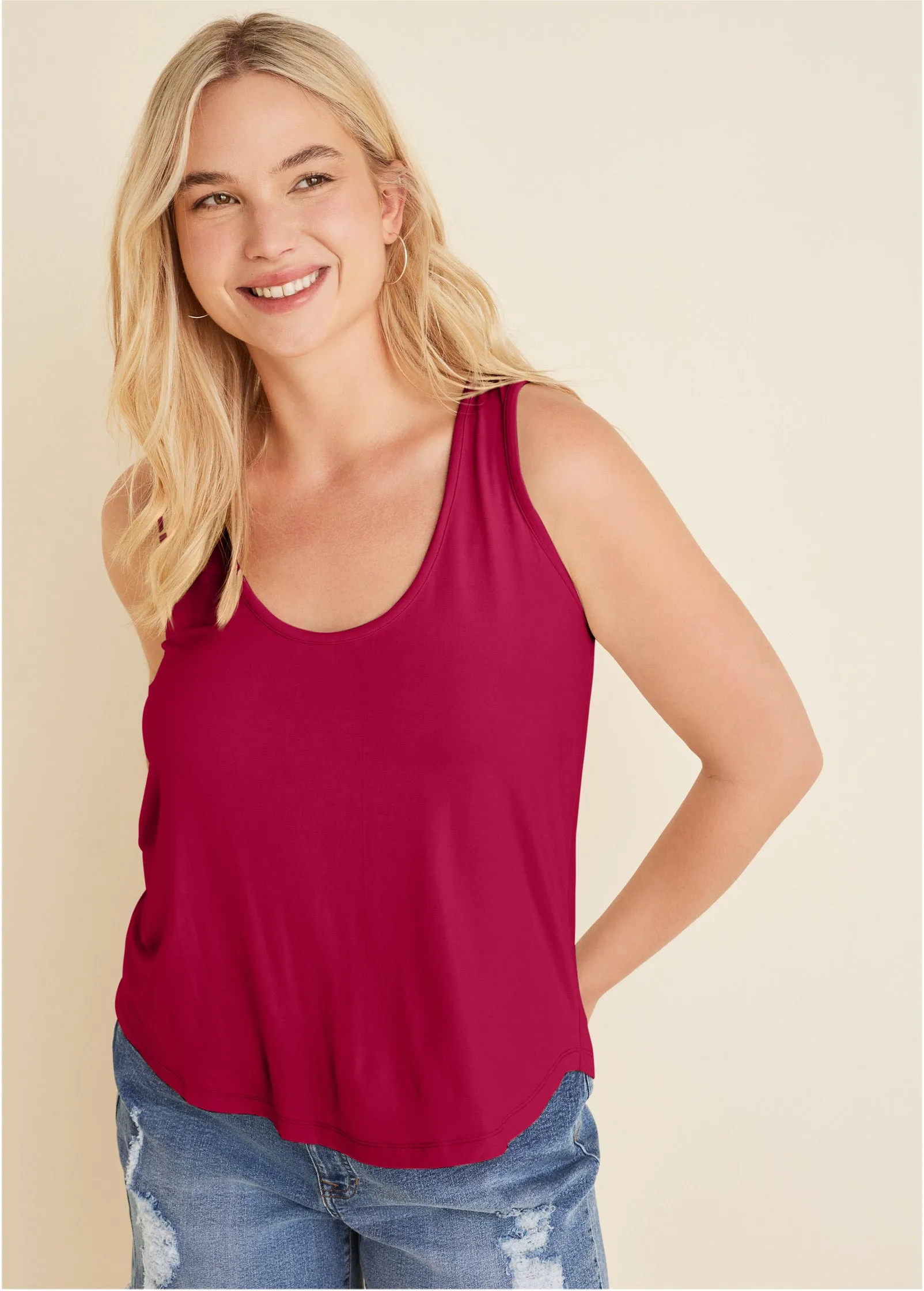 Scoop Neck Tank - Red