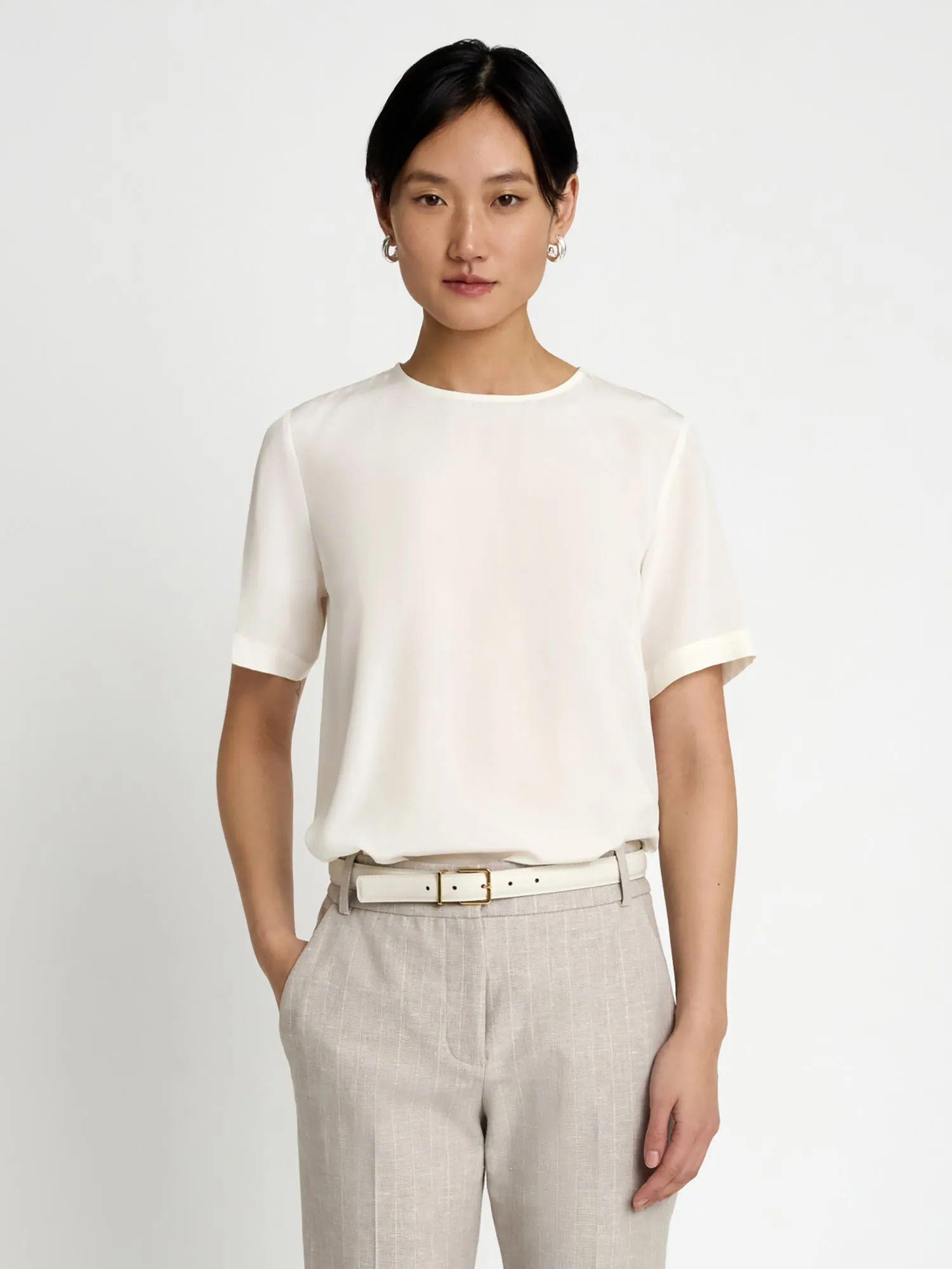 Silk crewneck blouse