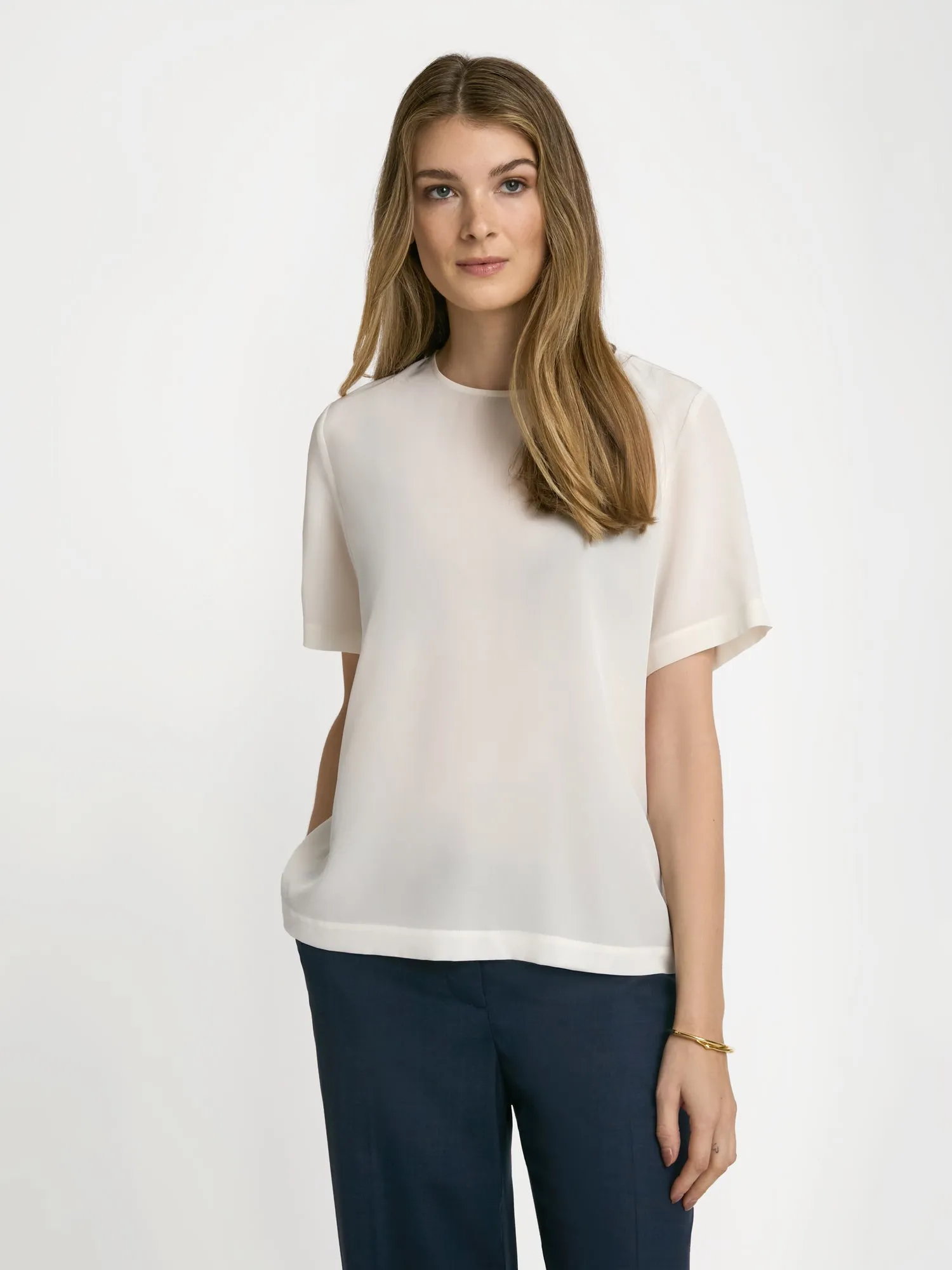Silk crewneck blouse