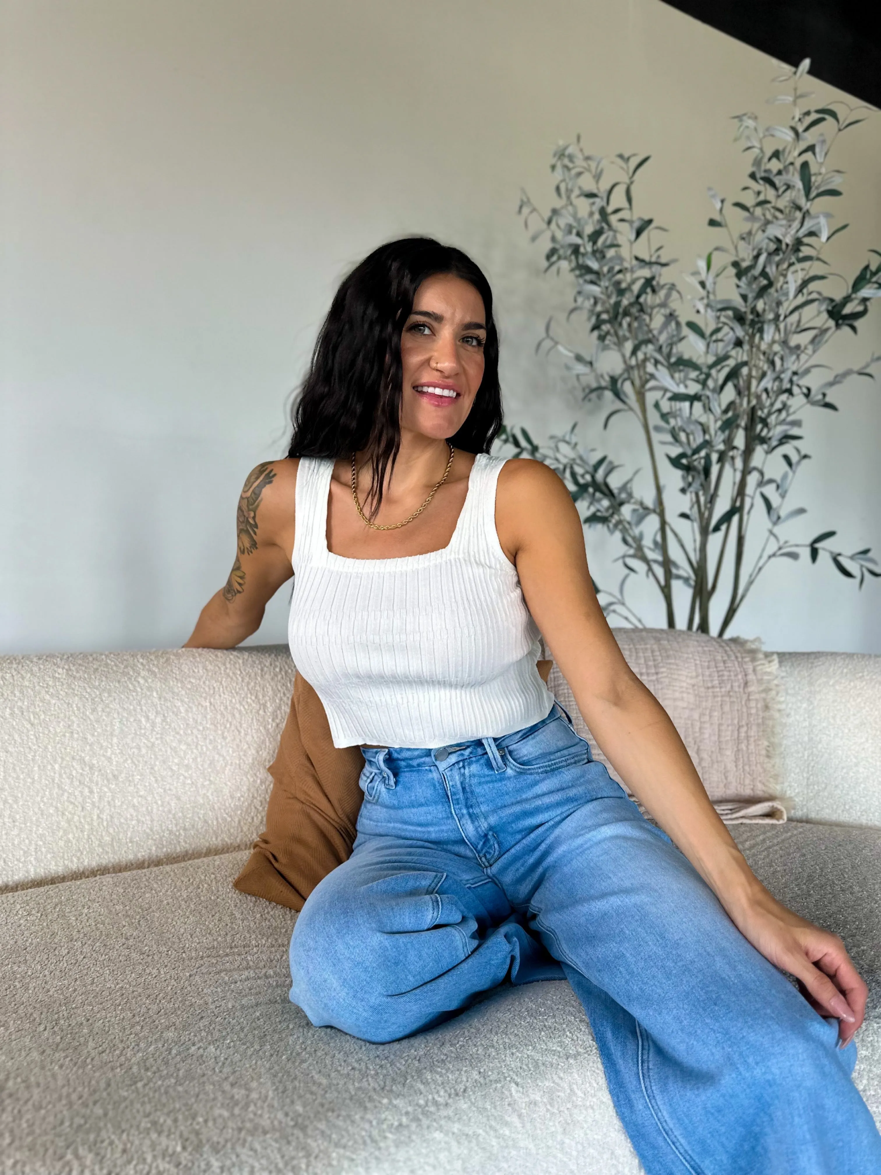 Square Neck Knit Tank