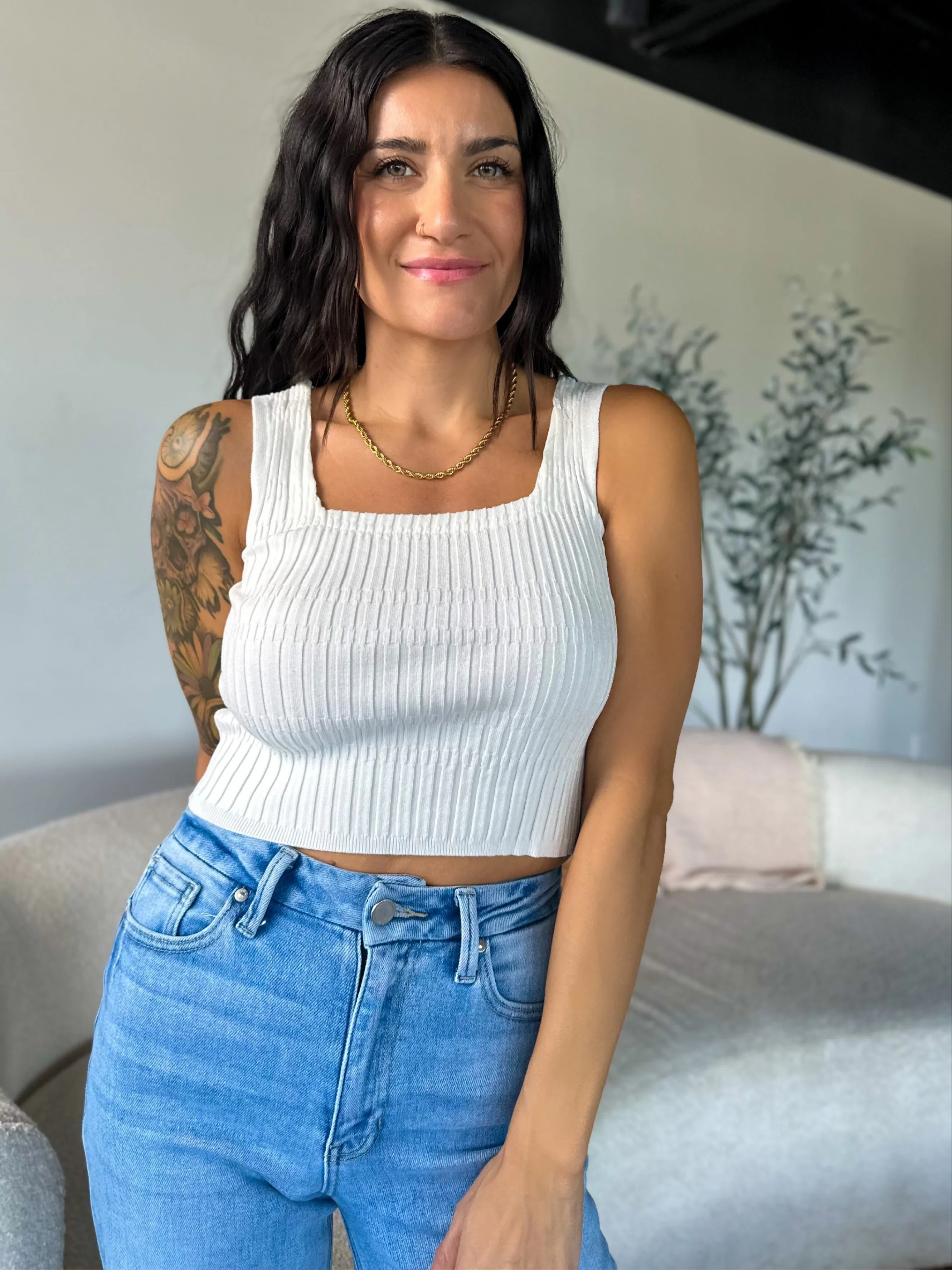 Square Neck Knit Tank