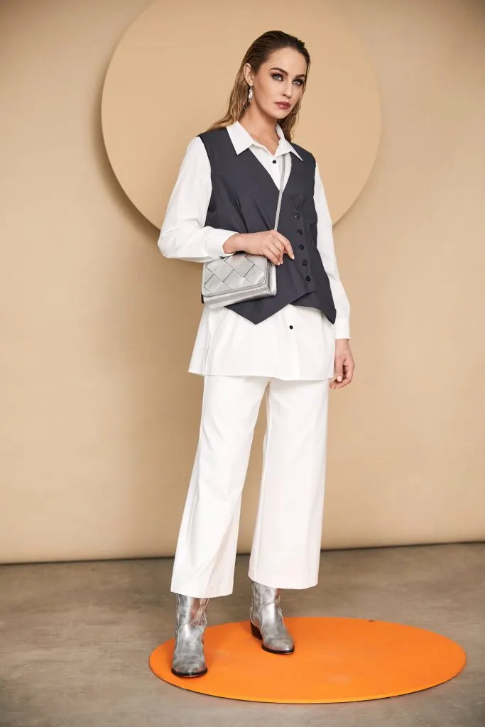 Square Waistcoat with Button Detail in Anthracite