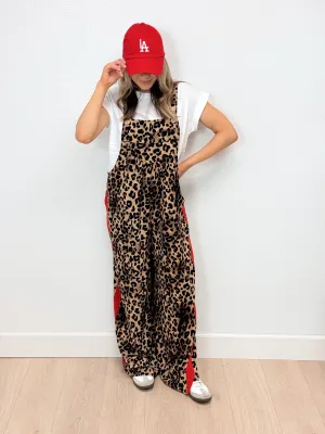 Wild Child Leopard Overalls - FINAL SALE